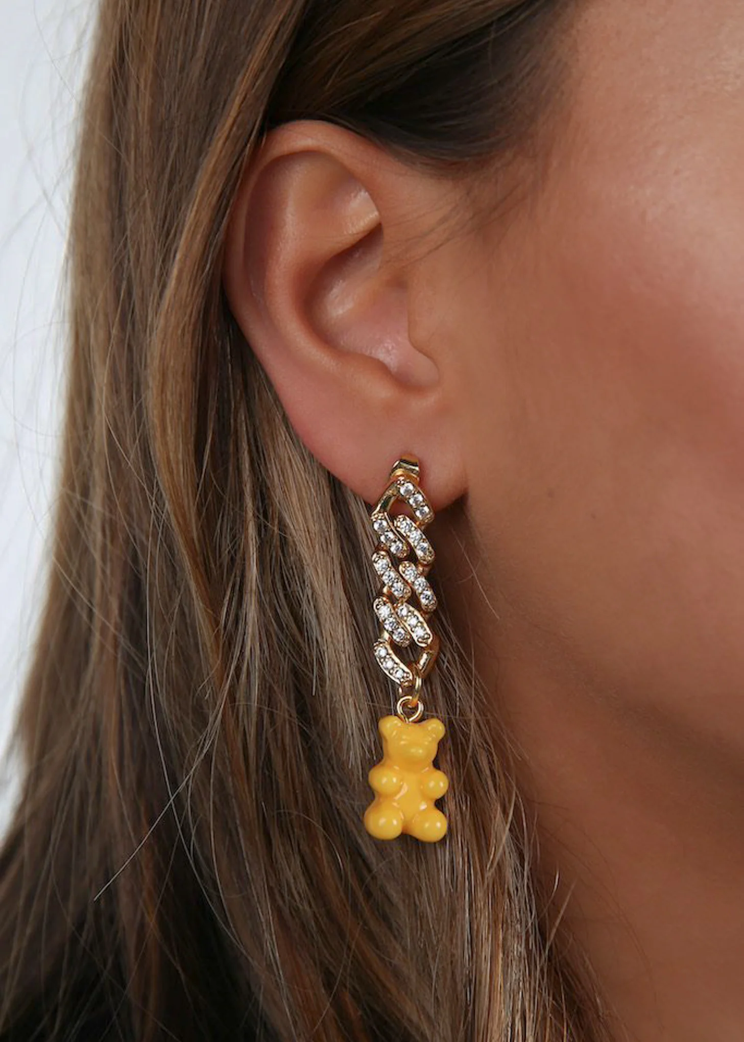 Nostalgia Bear Earring Single - NYC Taxi Yellow - Image 2