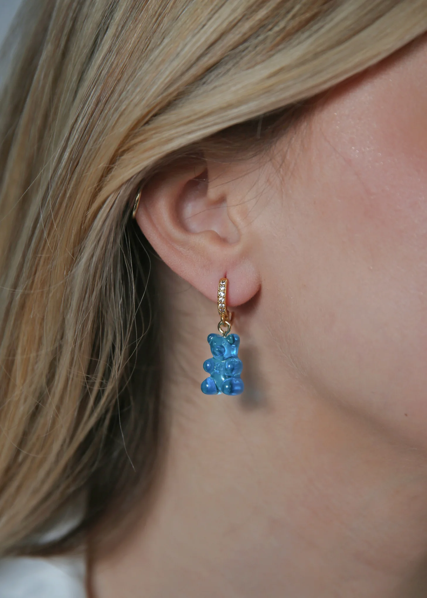 Nostalgia Bear Hoop Earring - Azure - Image 2