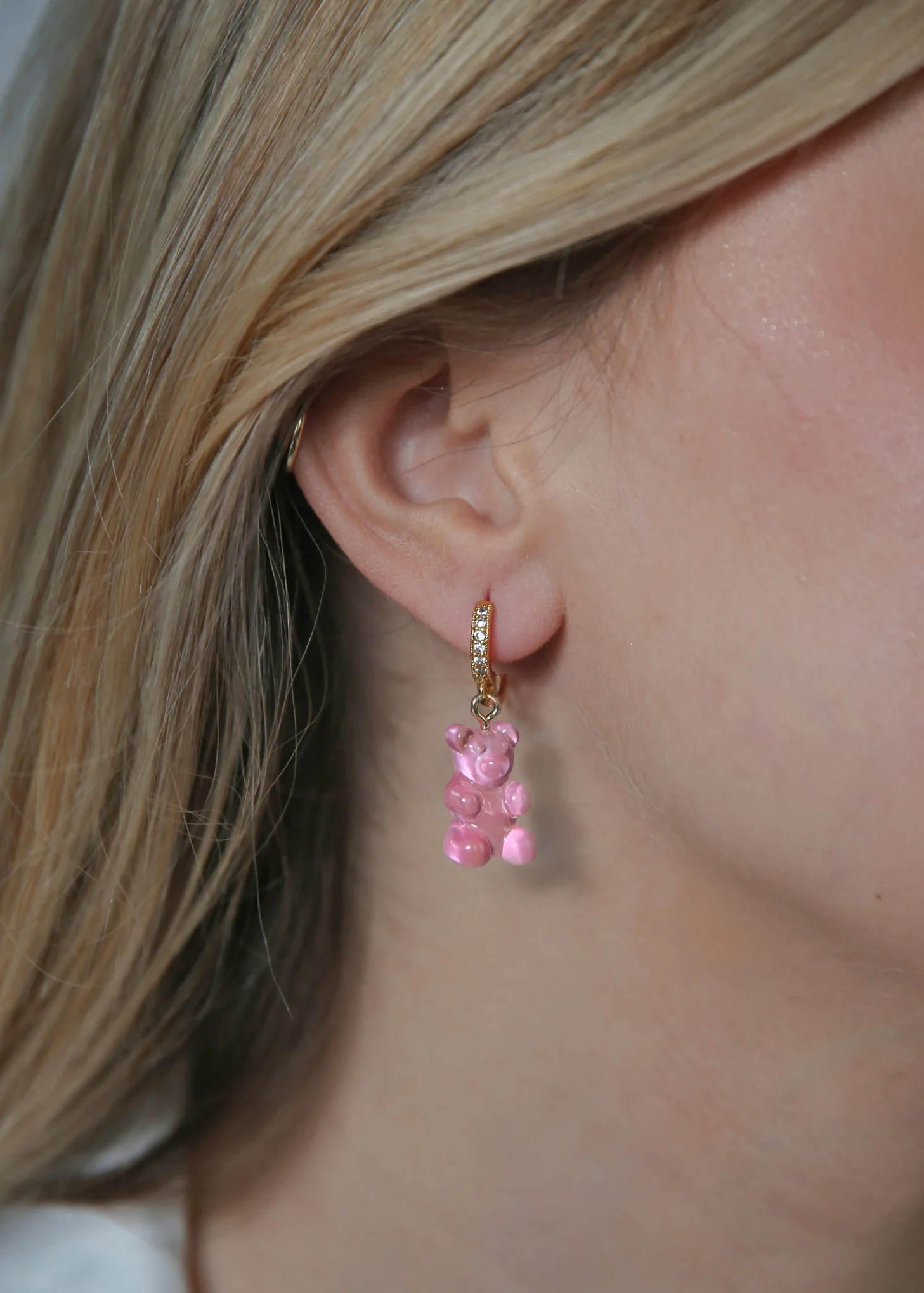 Nostalgia Bear Hoop Earring - Bubblegum Pink - Image 2