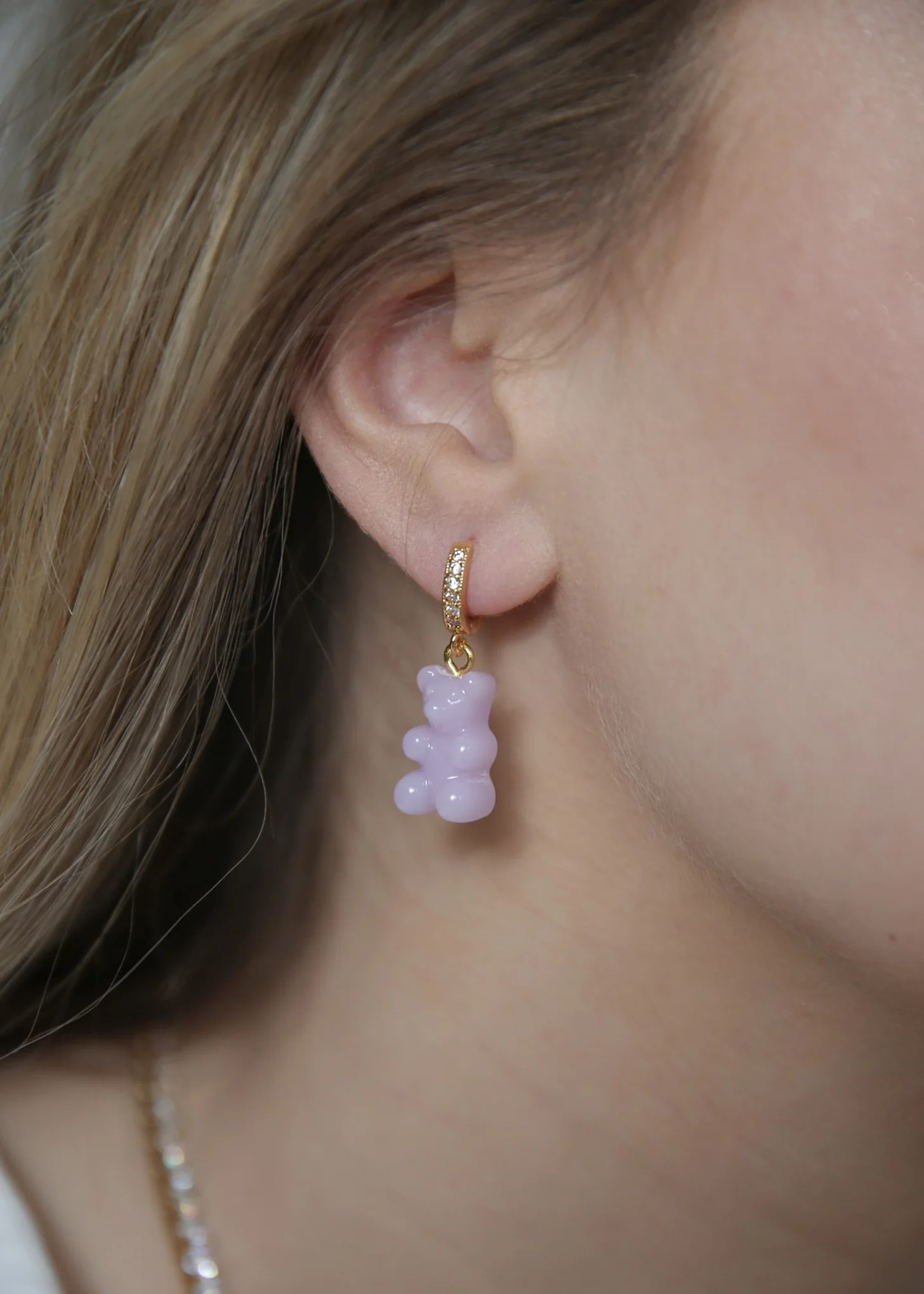 Nostalgia Bear Hoop Earring - Lavender - Image 2