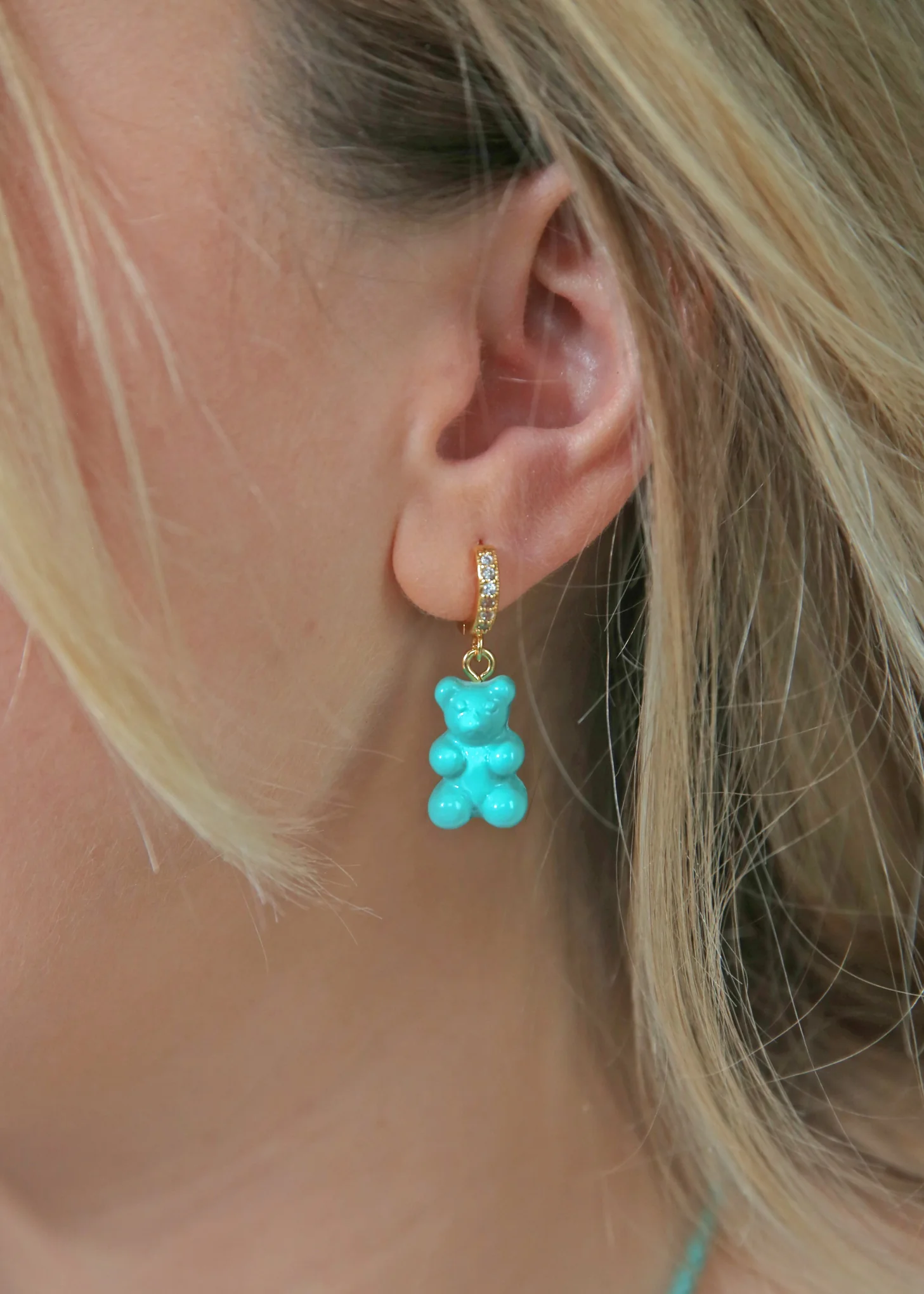 Nostalgia Bear Hoop Earring - Mykonos Blue - Image 2