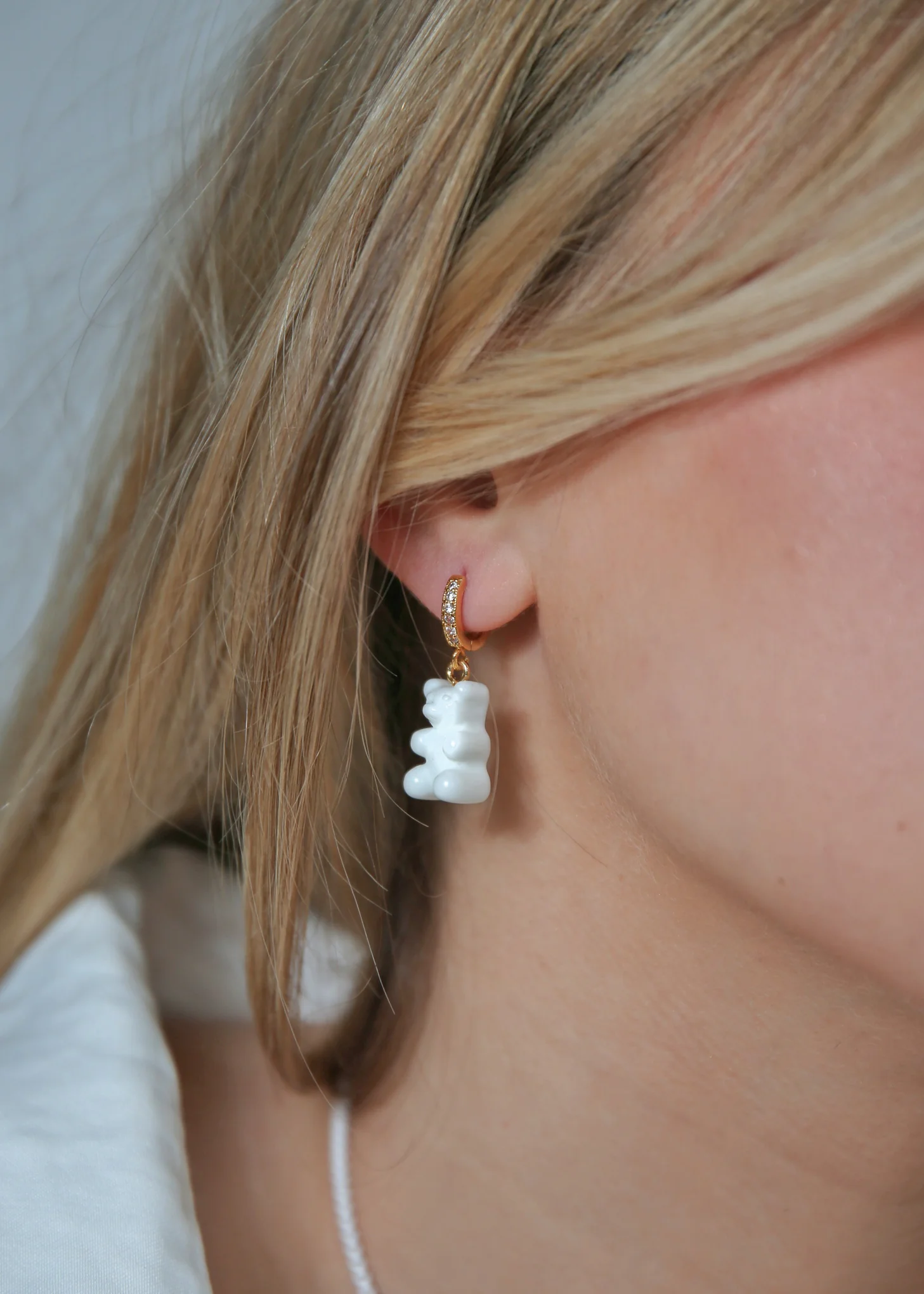 Nostalgia Bear Hoop Earring - Powder - Image 2
