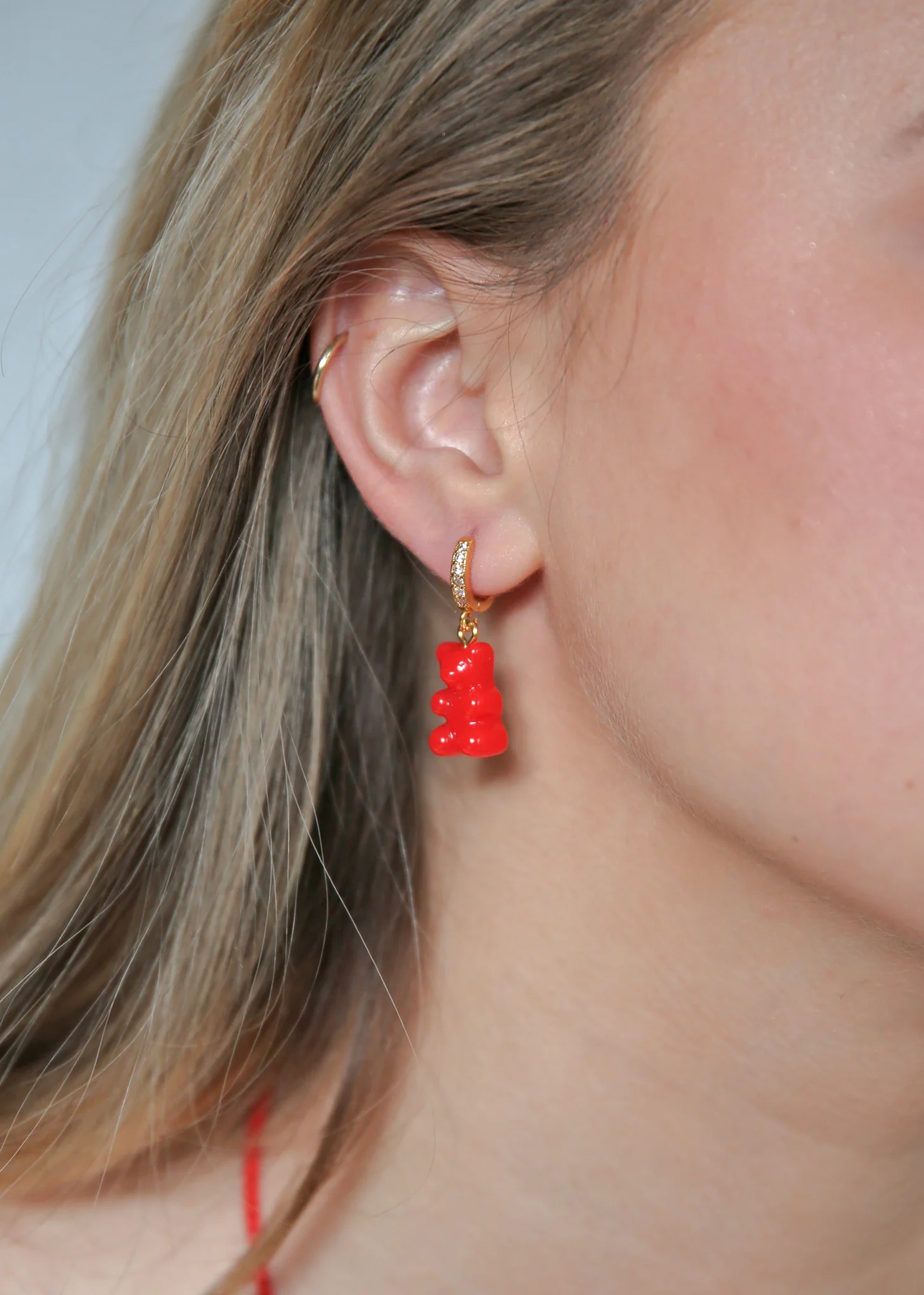 Nostalgia Bear Hoop Earring - Sangria - Image 2