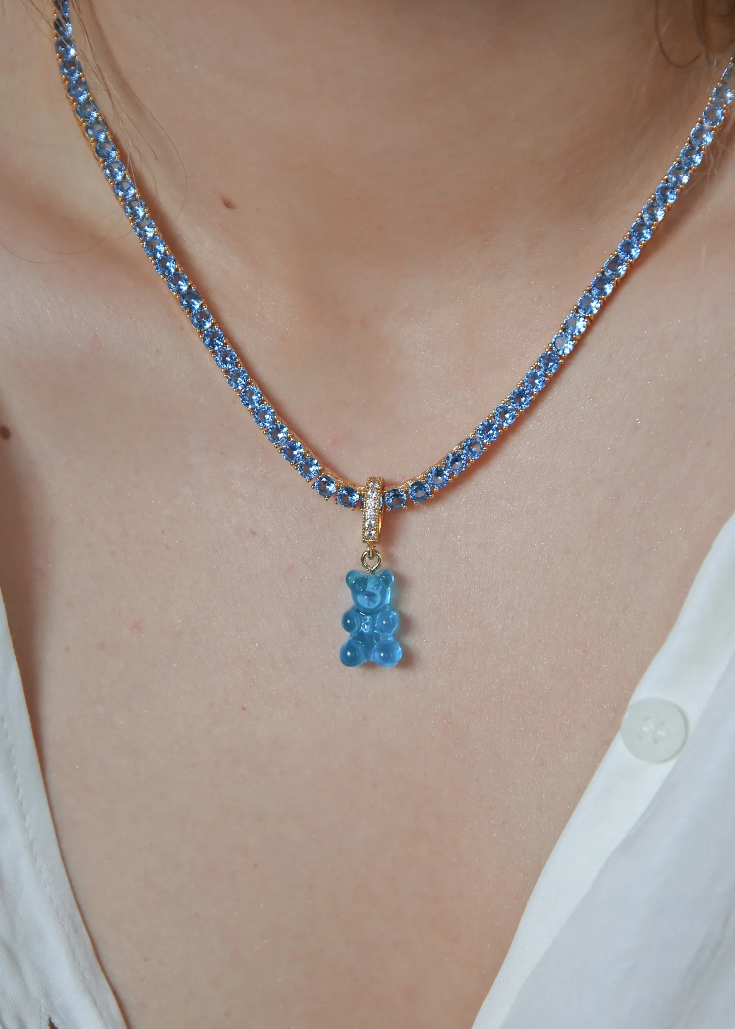 Nostalgia Bear Pendant Pave Connector - Azure - Image 2