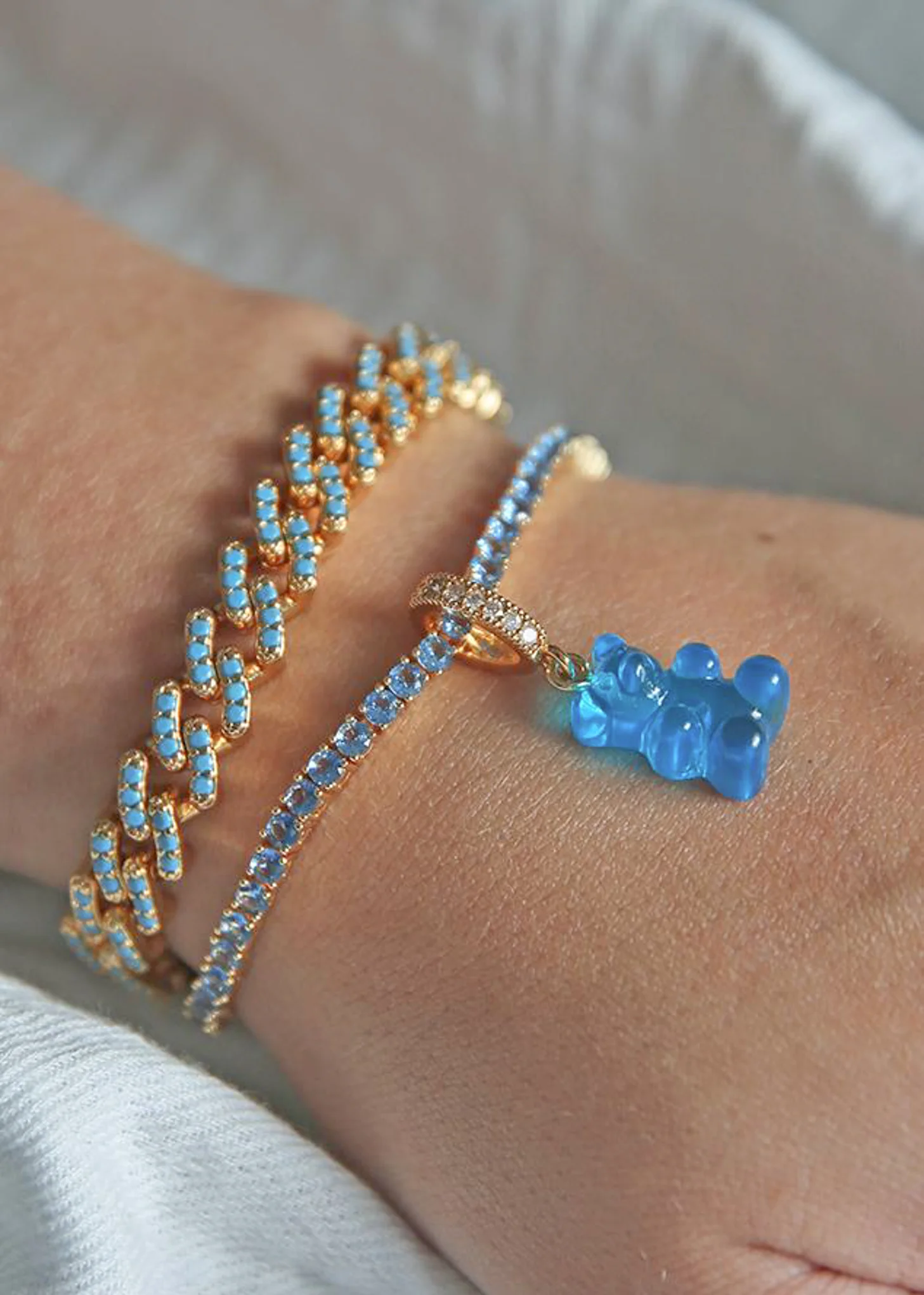 Nostalgia Bear Pendant Pave Connector - Azure - Image 3