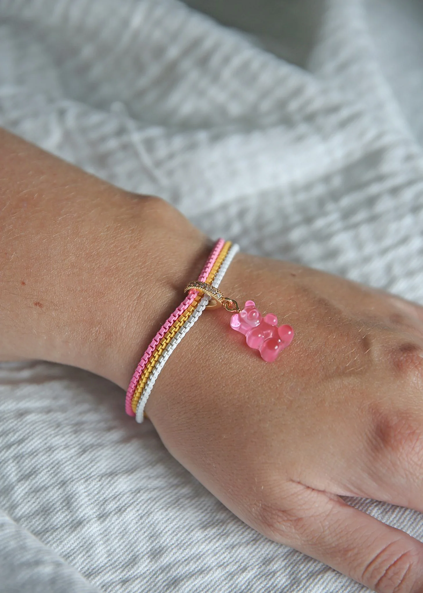 Nostalgia Bear Pendant Pave Connector - Bubblegum Pink - Image 2