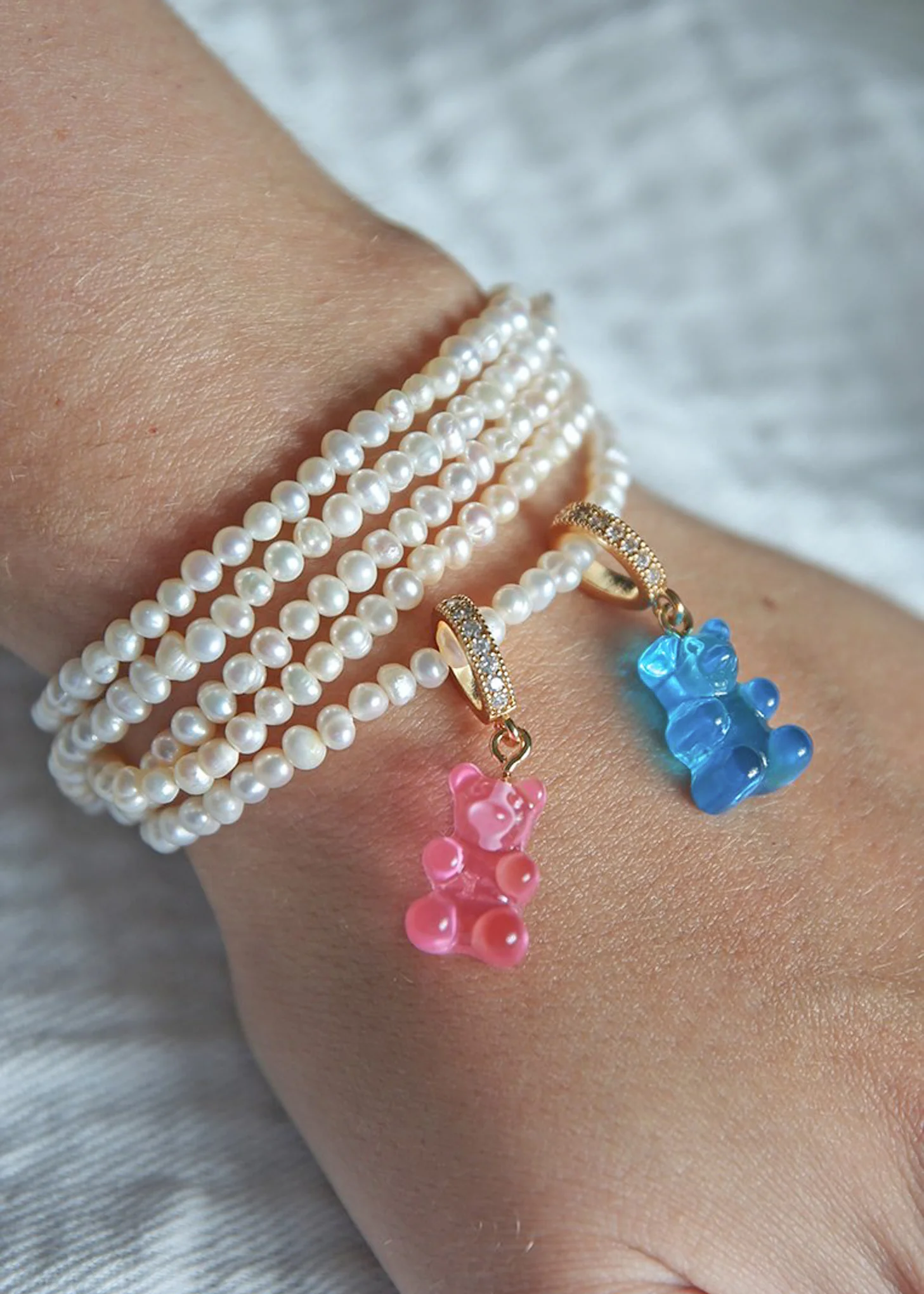 Nostalgia Bear Pendant Pave Connector - Bubblegum Pink - Image 4