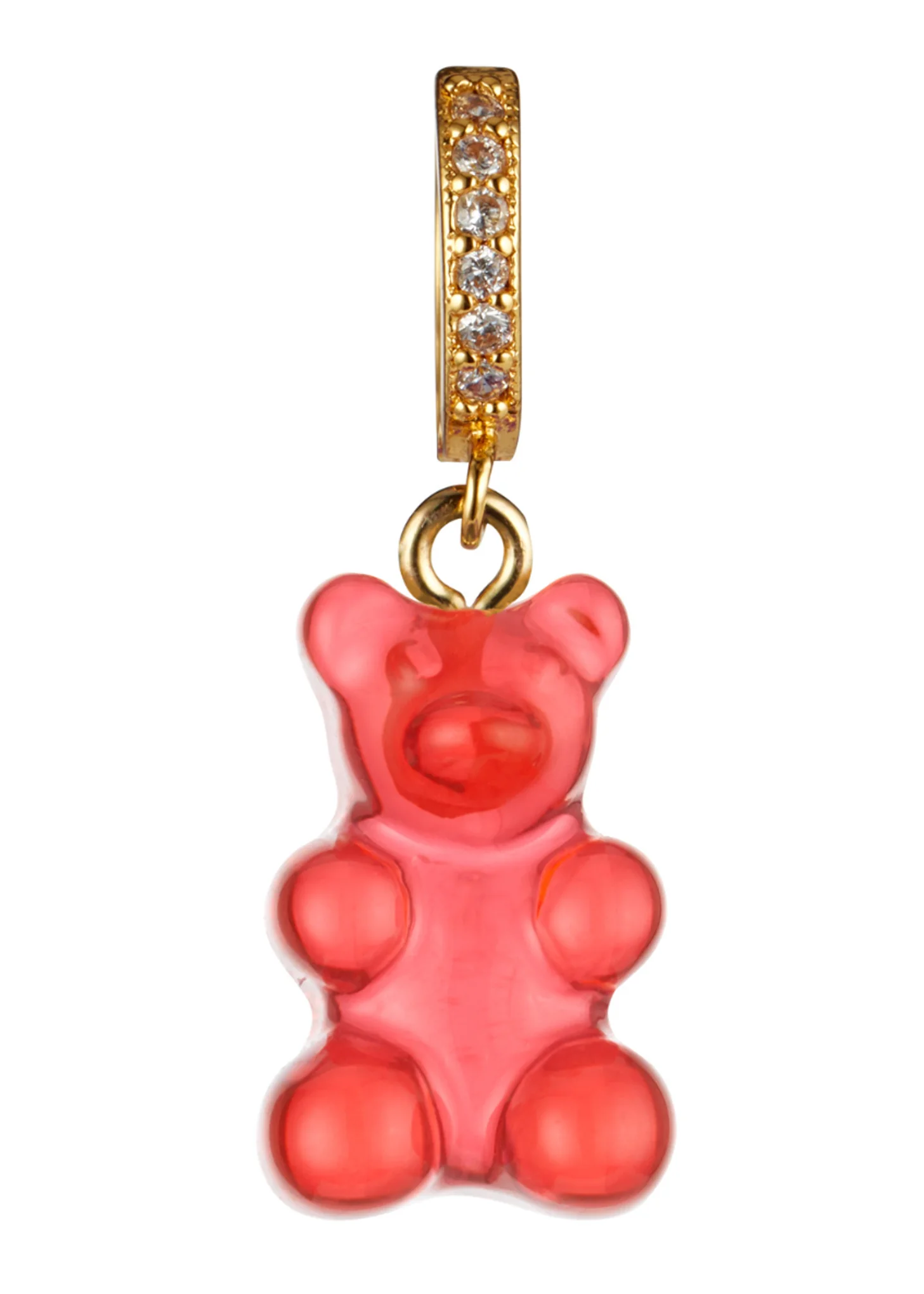 Nostalgia Bear Pendant Pave Connector - Jelly Red
