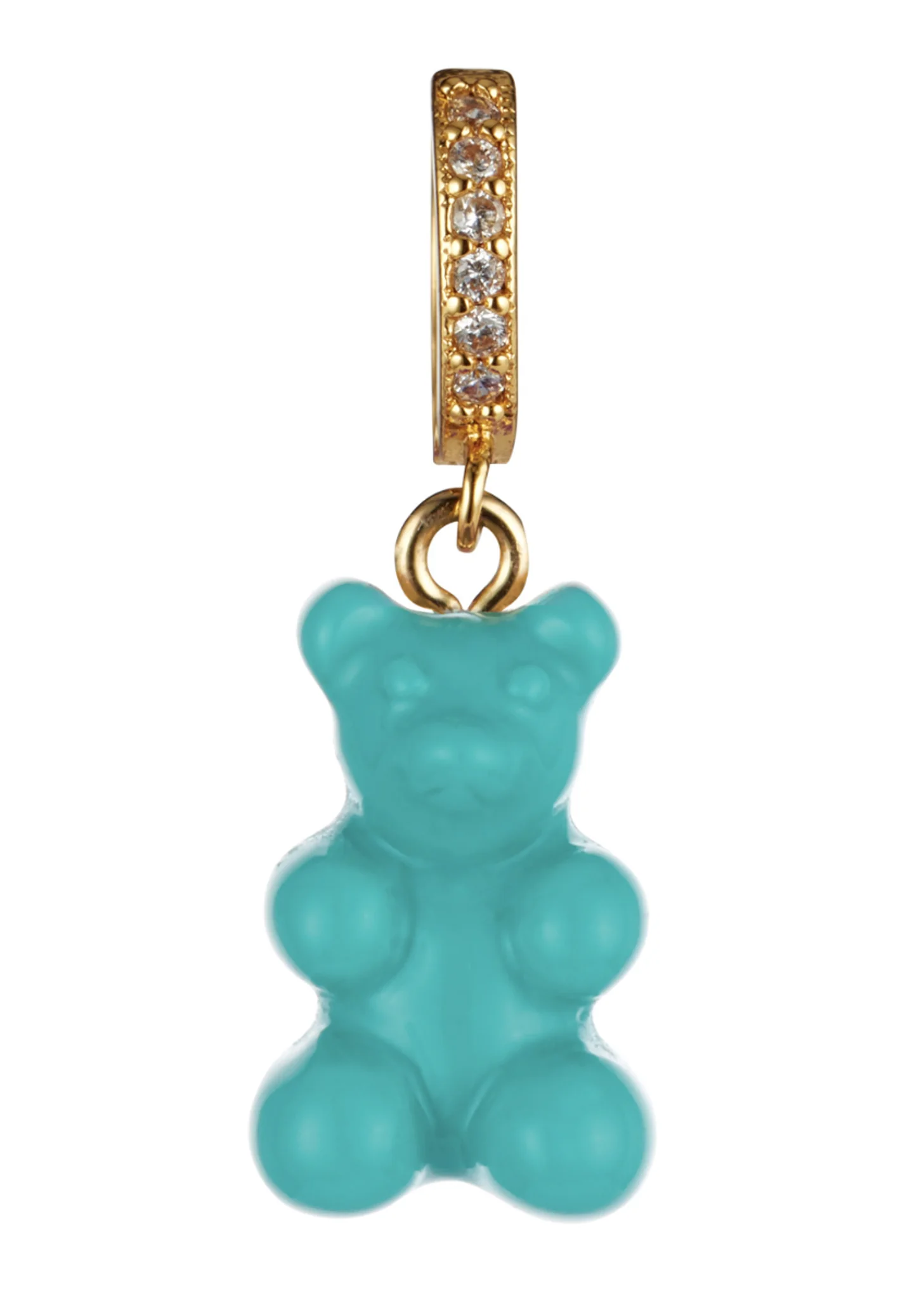 Nostalgia Bear Pendant Pave Connector - Mykonos Blue