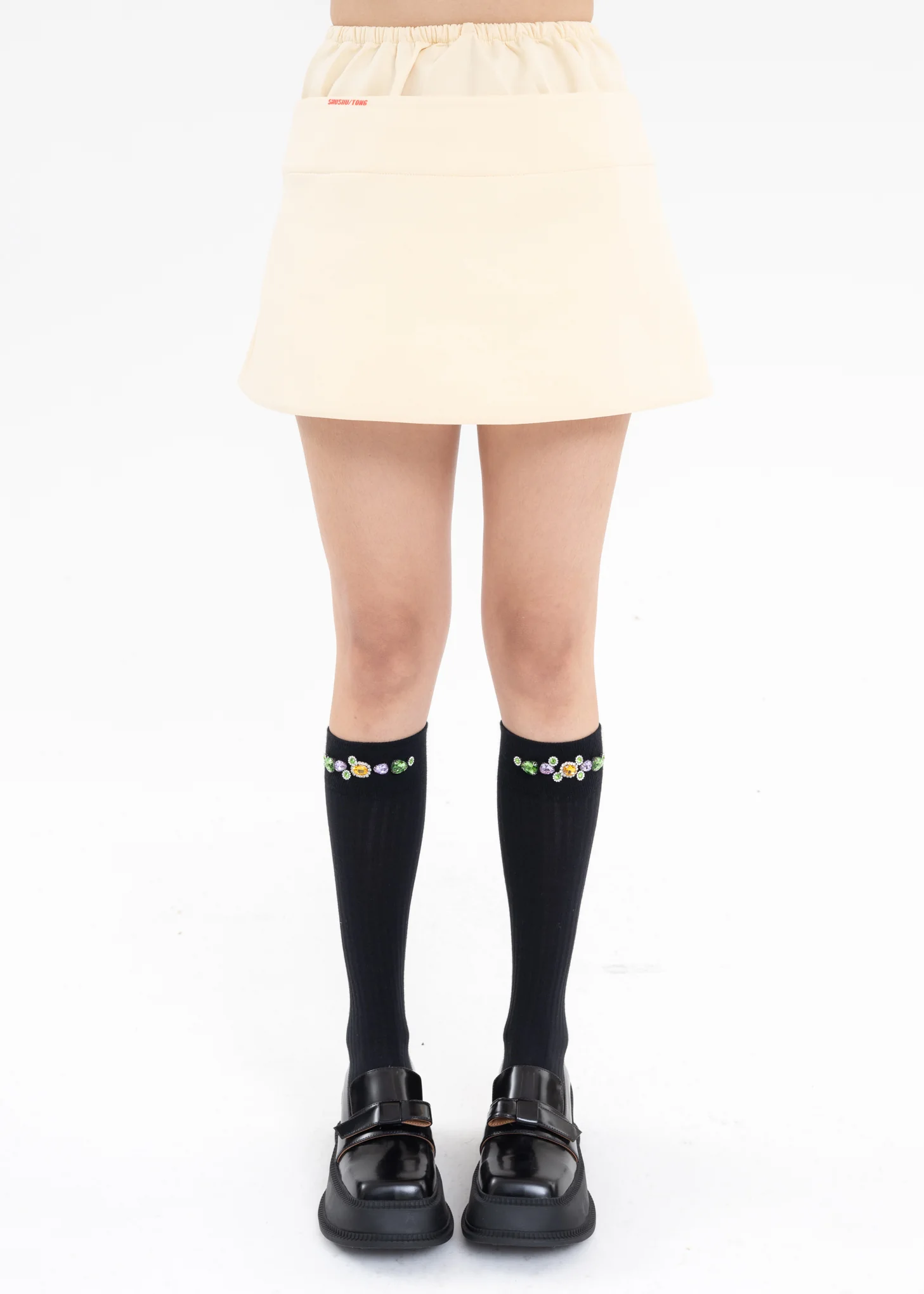 Nude Elastic Double Layer Skirt