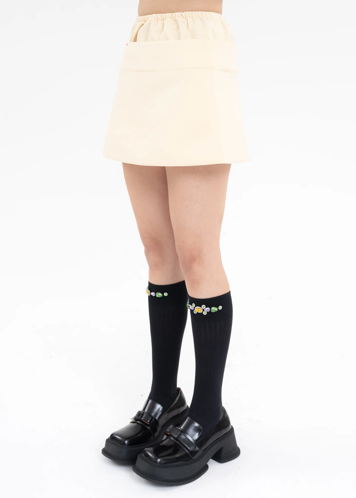 Nude Elastic Double Layer Skirt - Image 2