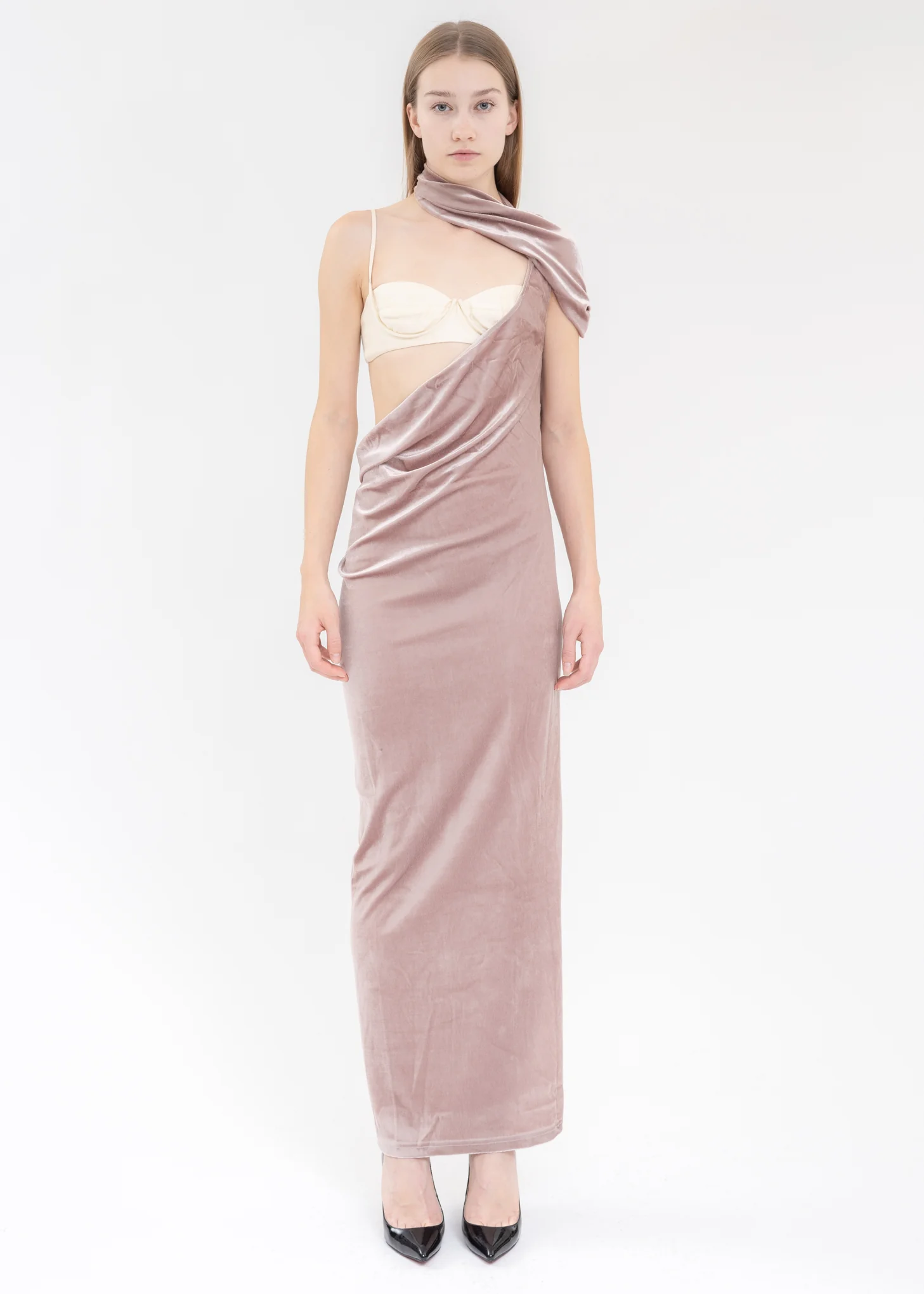 Nude Round Shoulder Dress