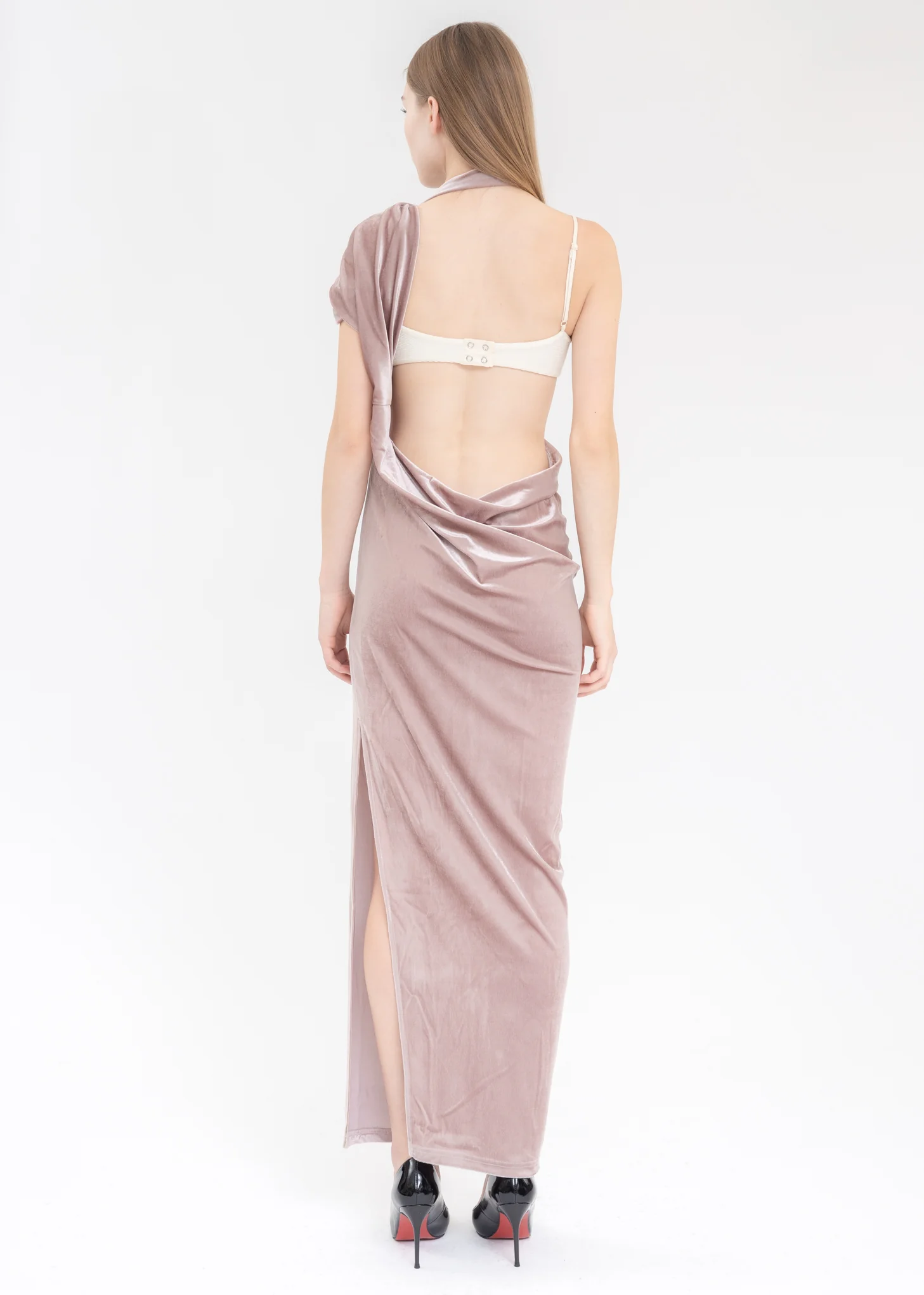 Nude Round Shoulder Dress - Image 2