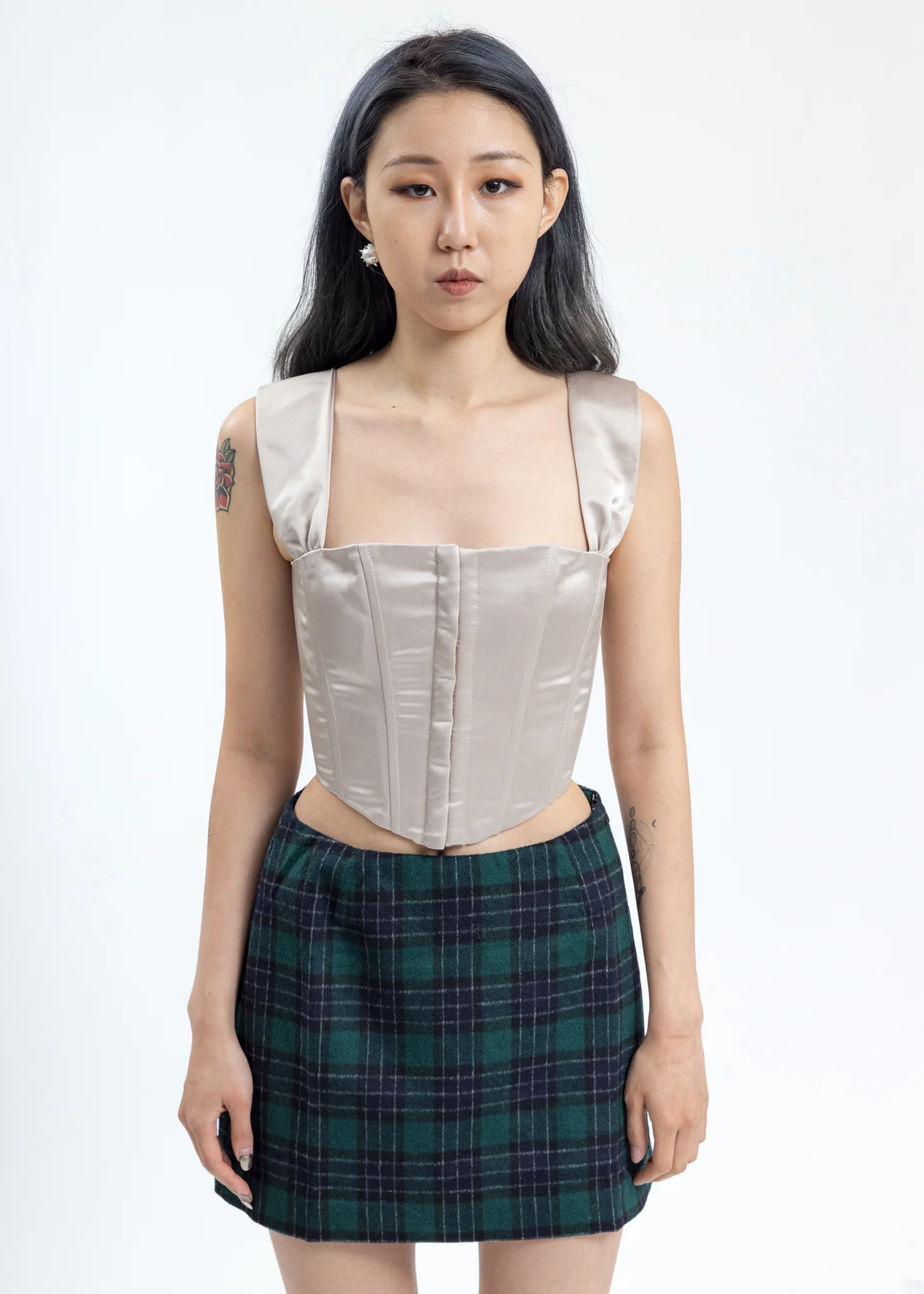 Nude Satin Ribbon Corset