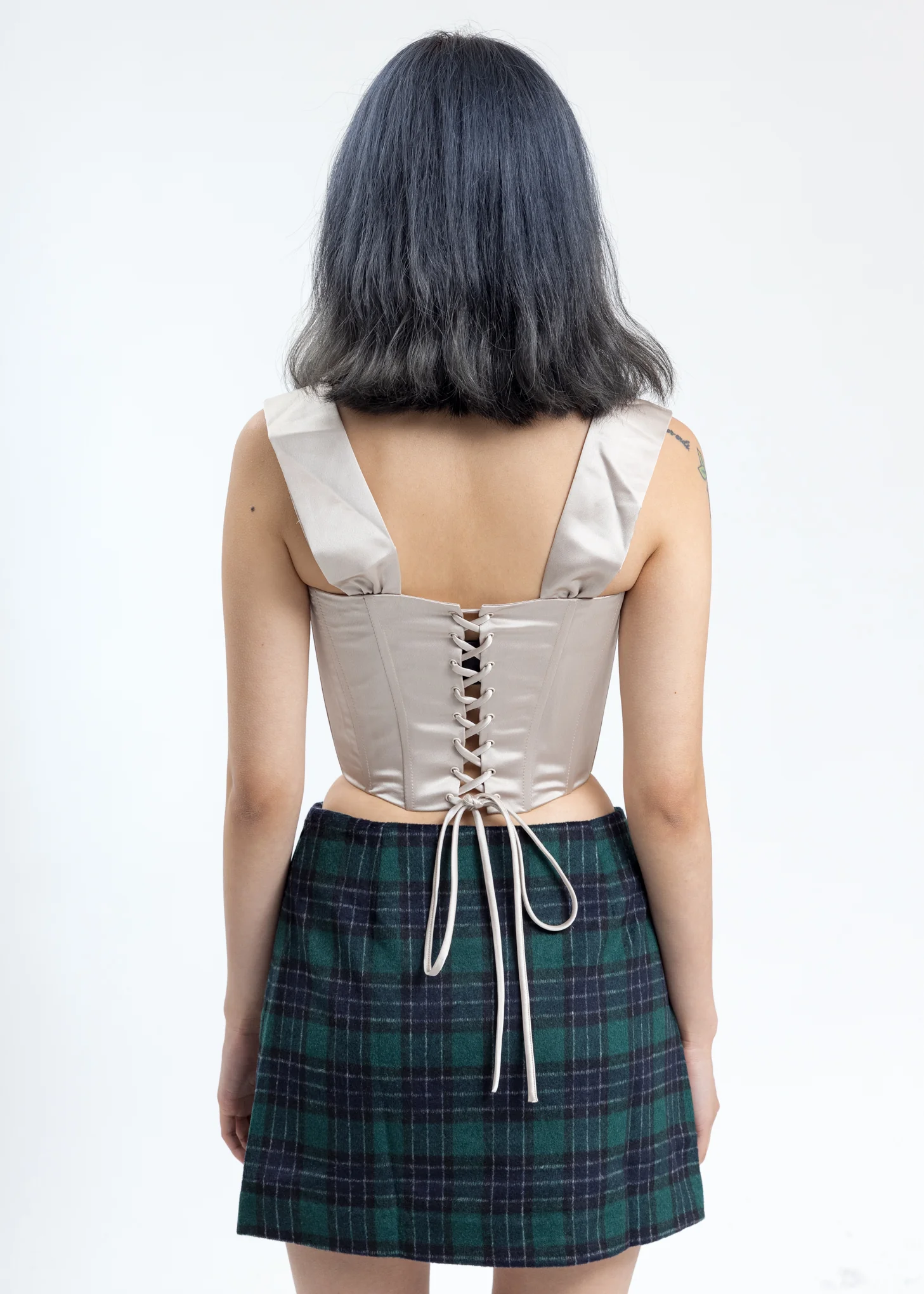 Nude Satin Ribbon Corset - Image 2
