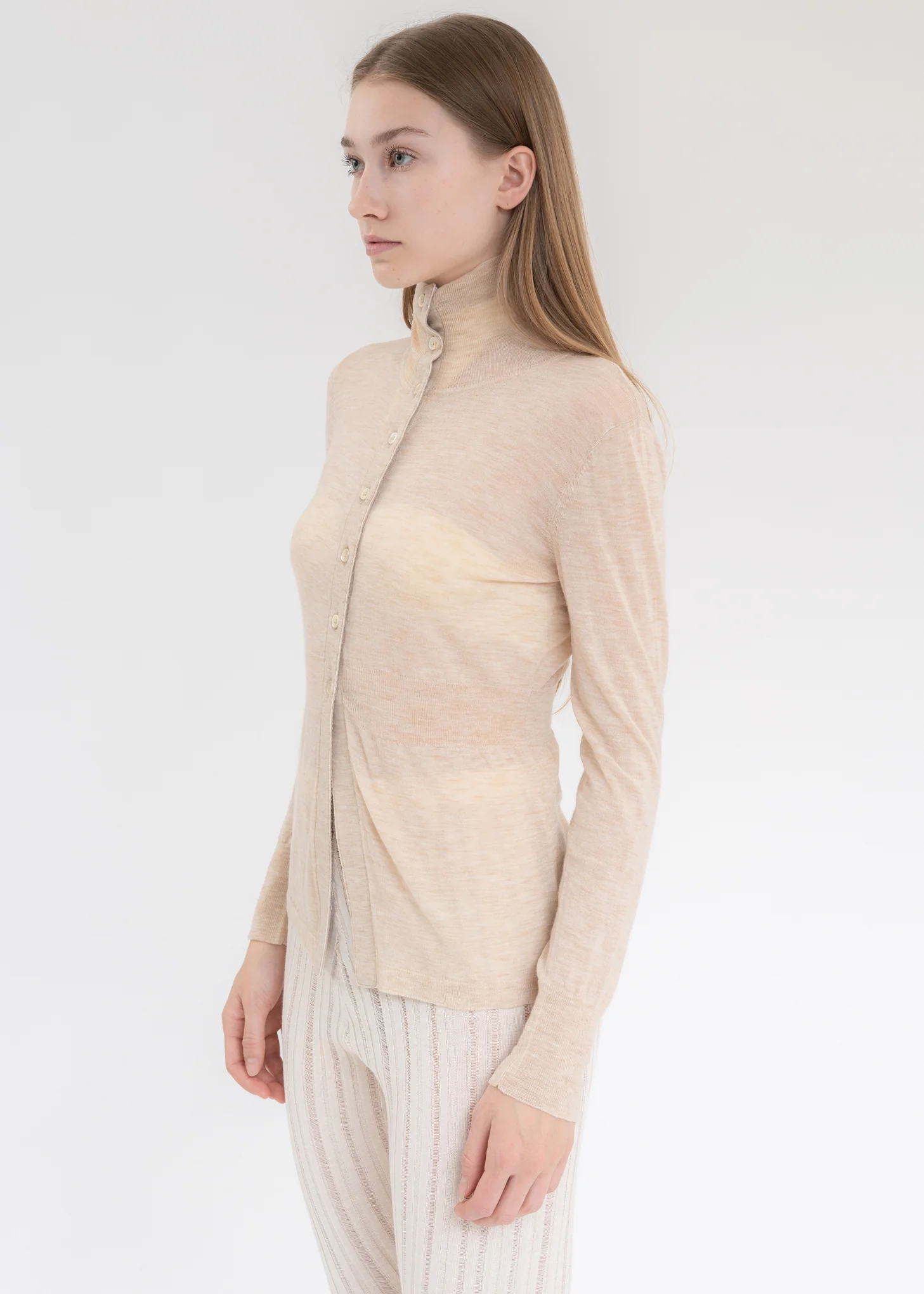 Nude Wool Cardigan - Image 2