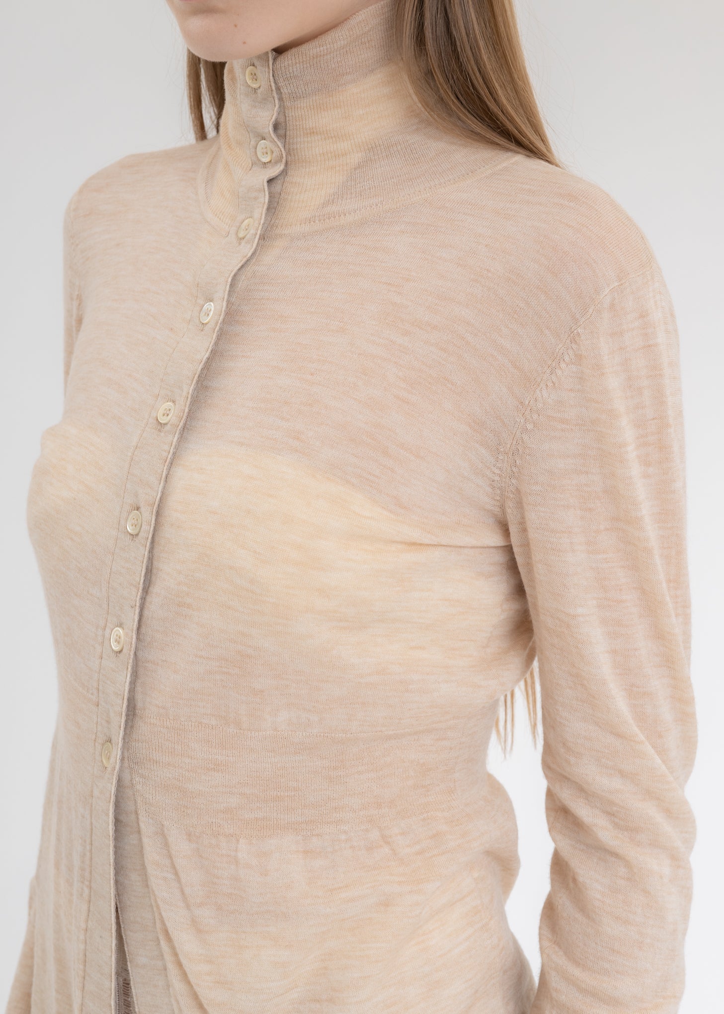 Nude Wool Cardigan - Image 4