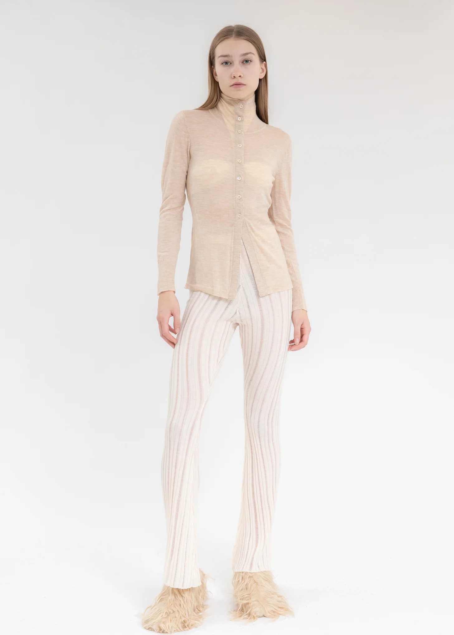 Nude Wool Cardigan - Image 5