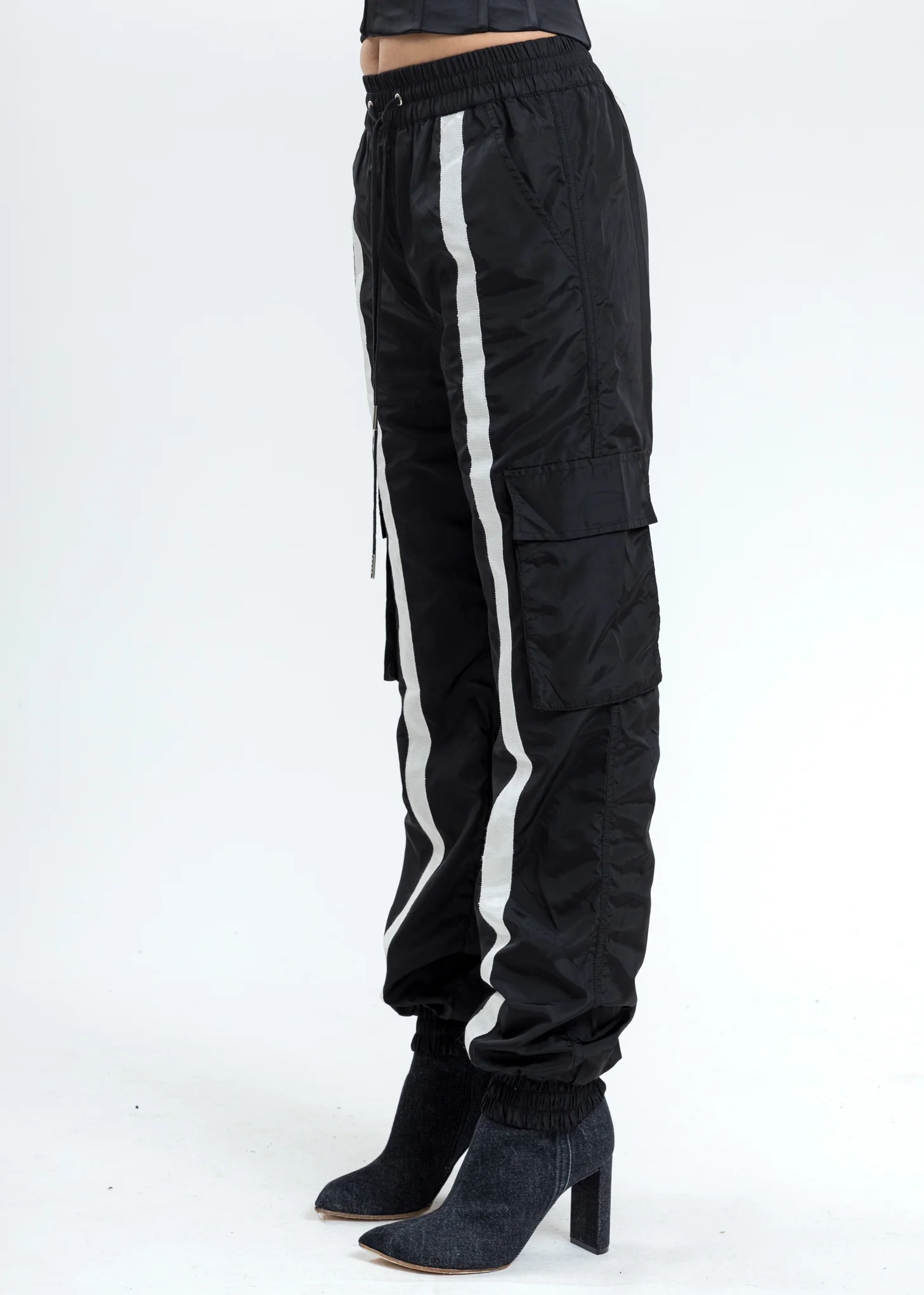 Black Nylon Trackpants - Image 2