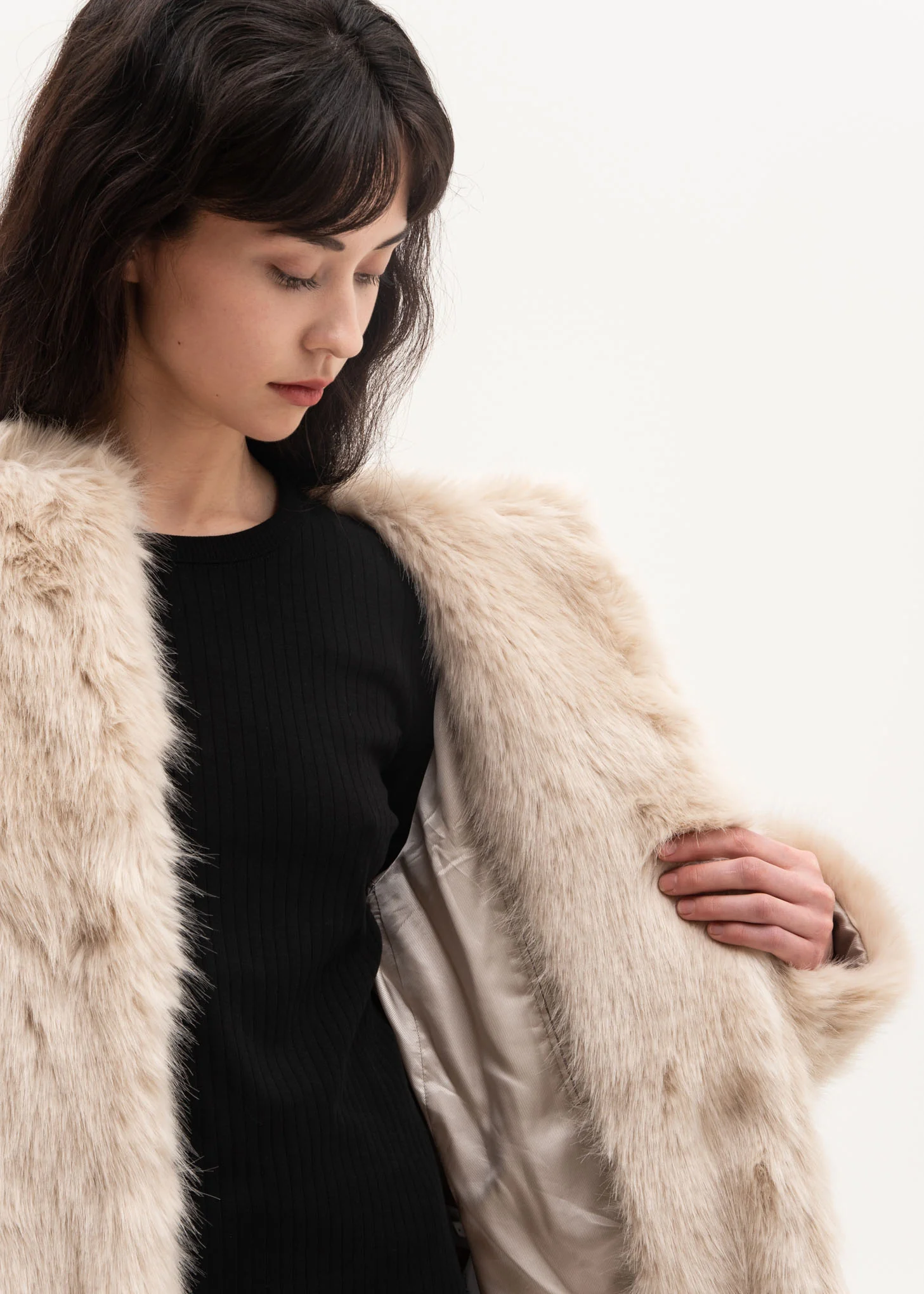 Oatmeal Faux Fur Coat - Image 5