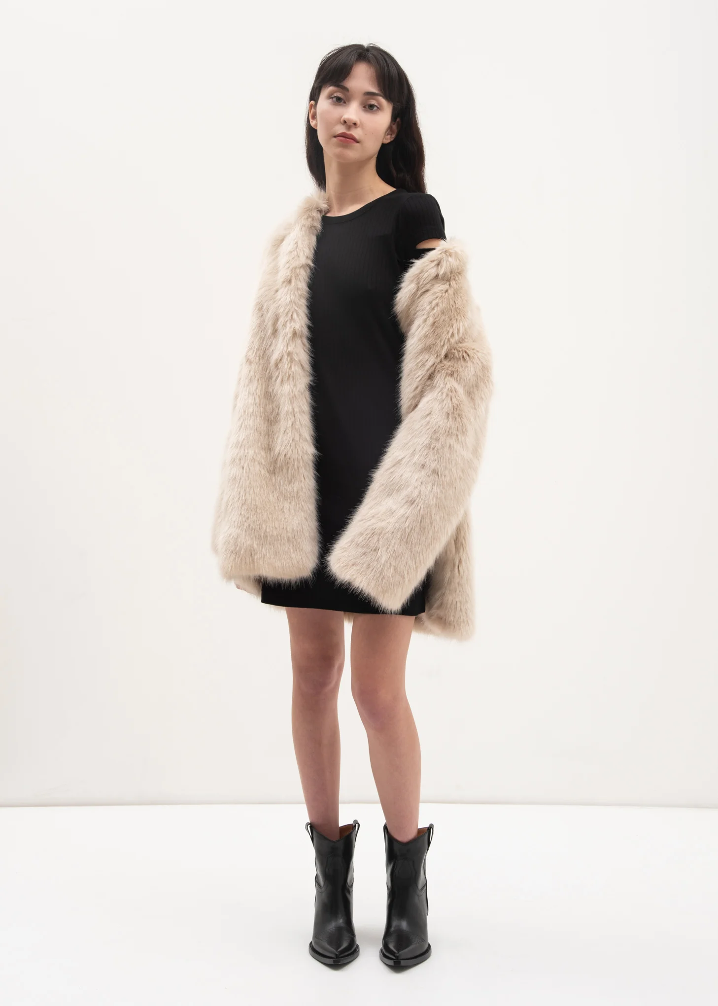 Oatmeal Faux Fur Coat - Image 6