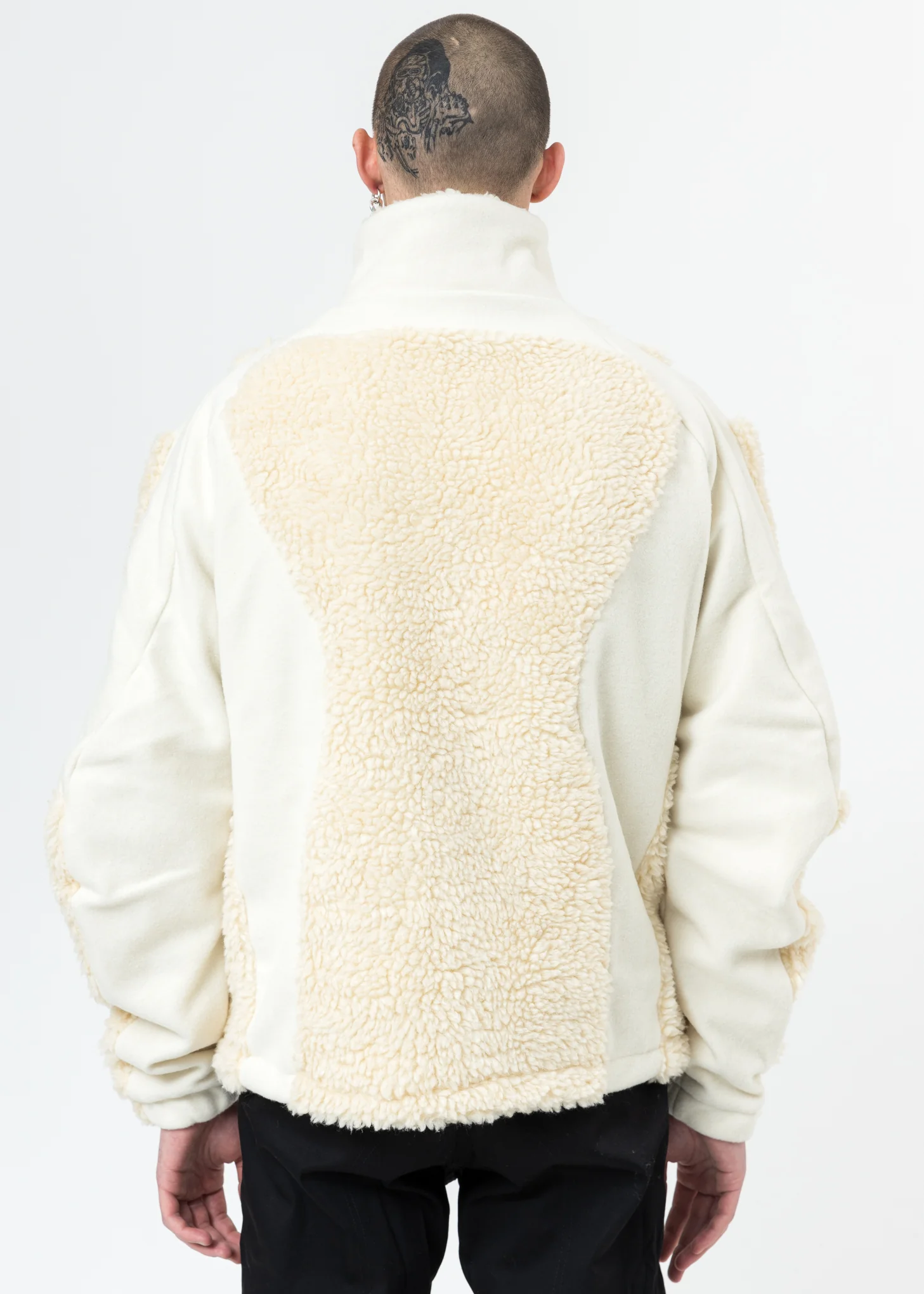 Off White Two Tone Fleece Jacket - Image 2