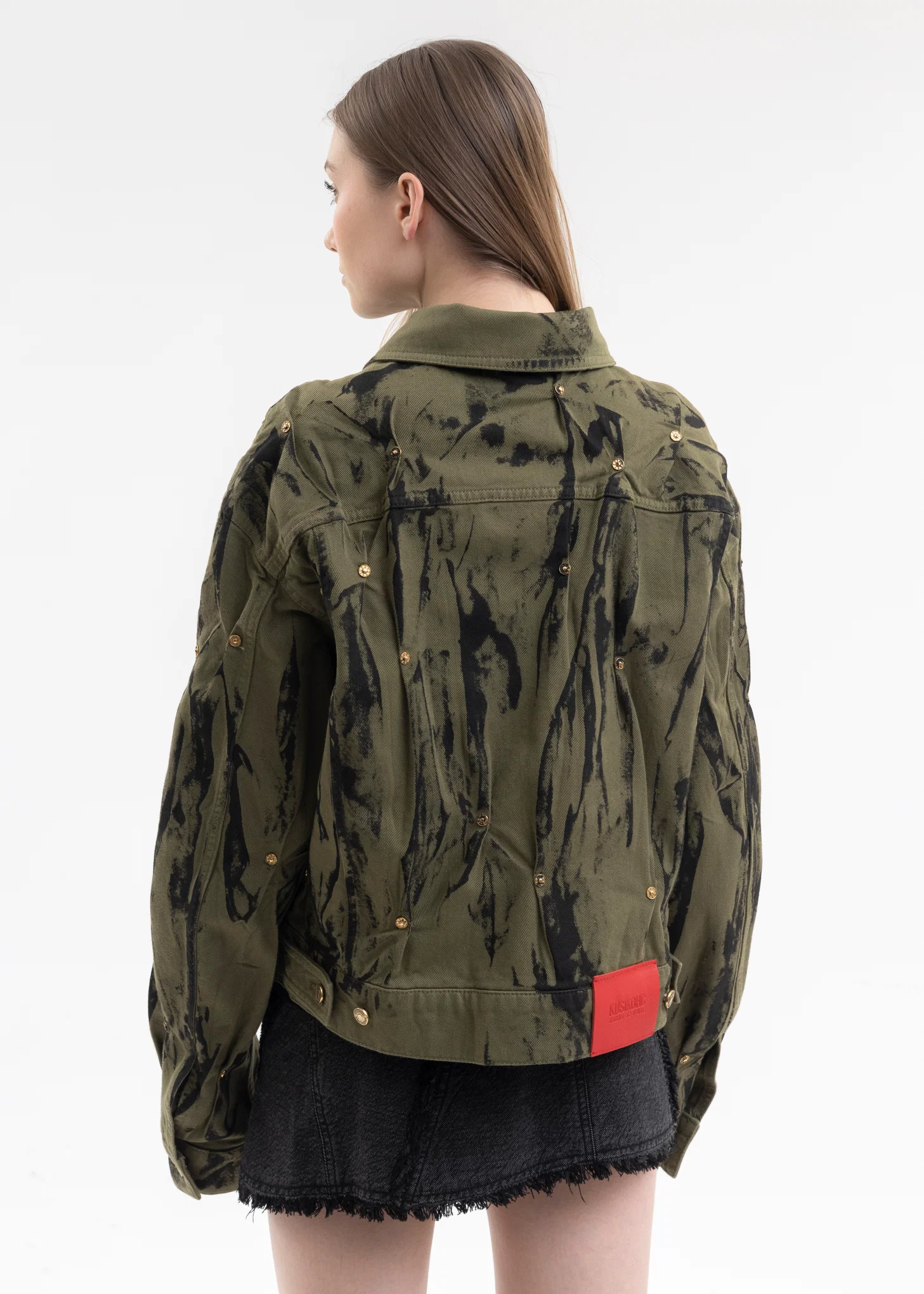 OLIVE / BLACK DENIM WASHED JACKET - Image 2