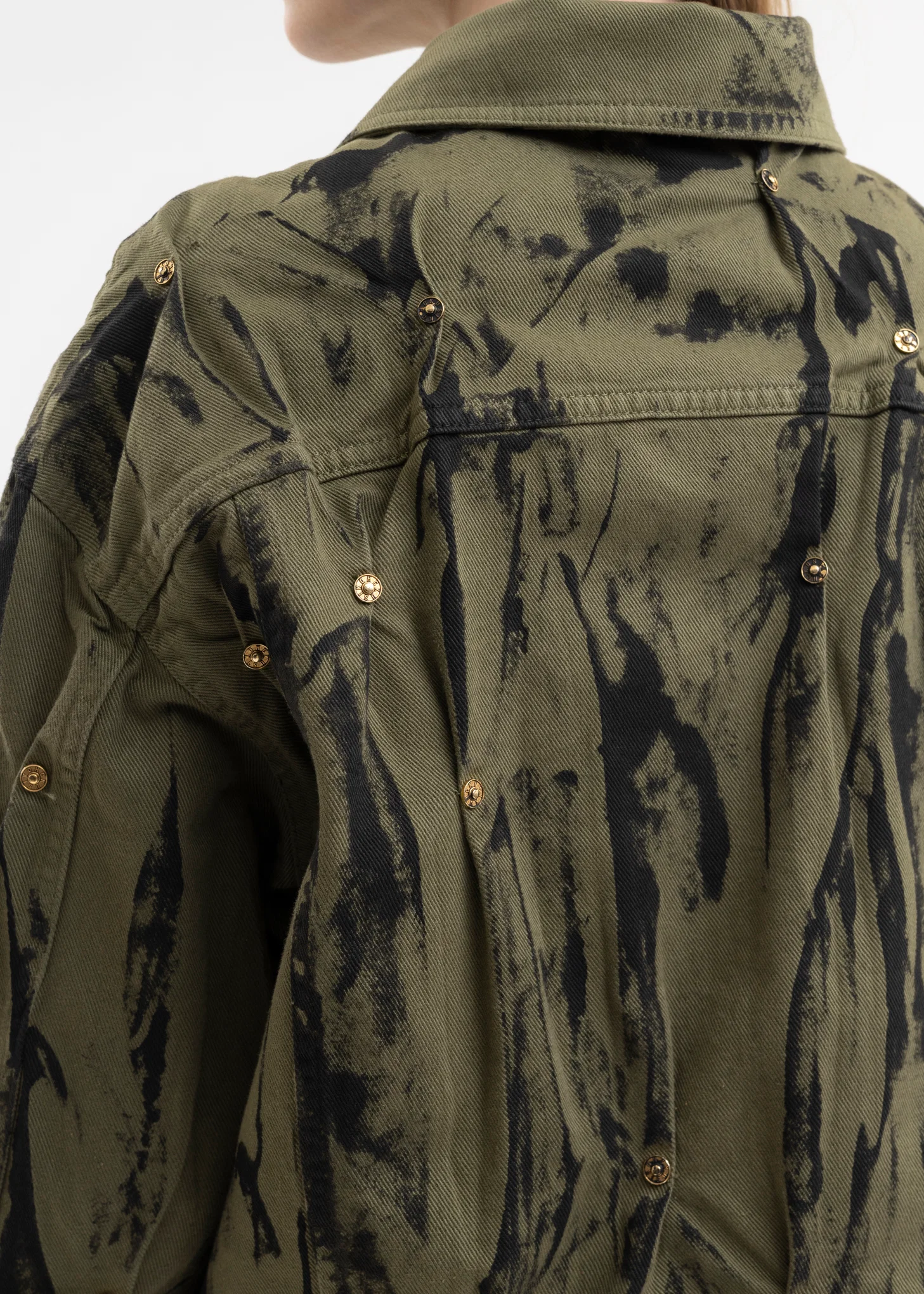 OLIVE / BLACK DENIM WASHED JACKET - Image 4