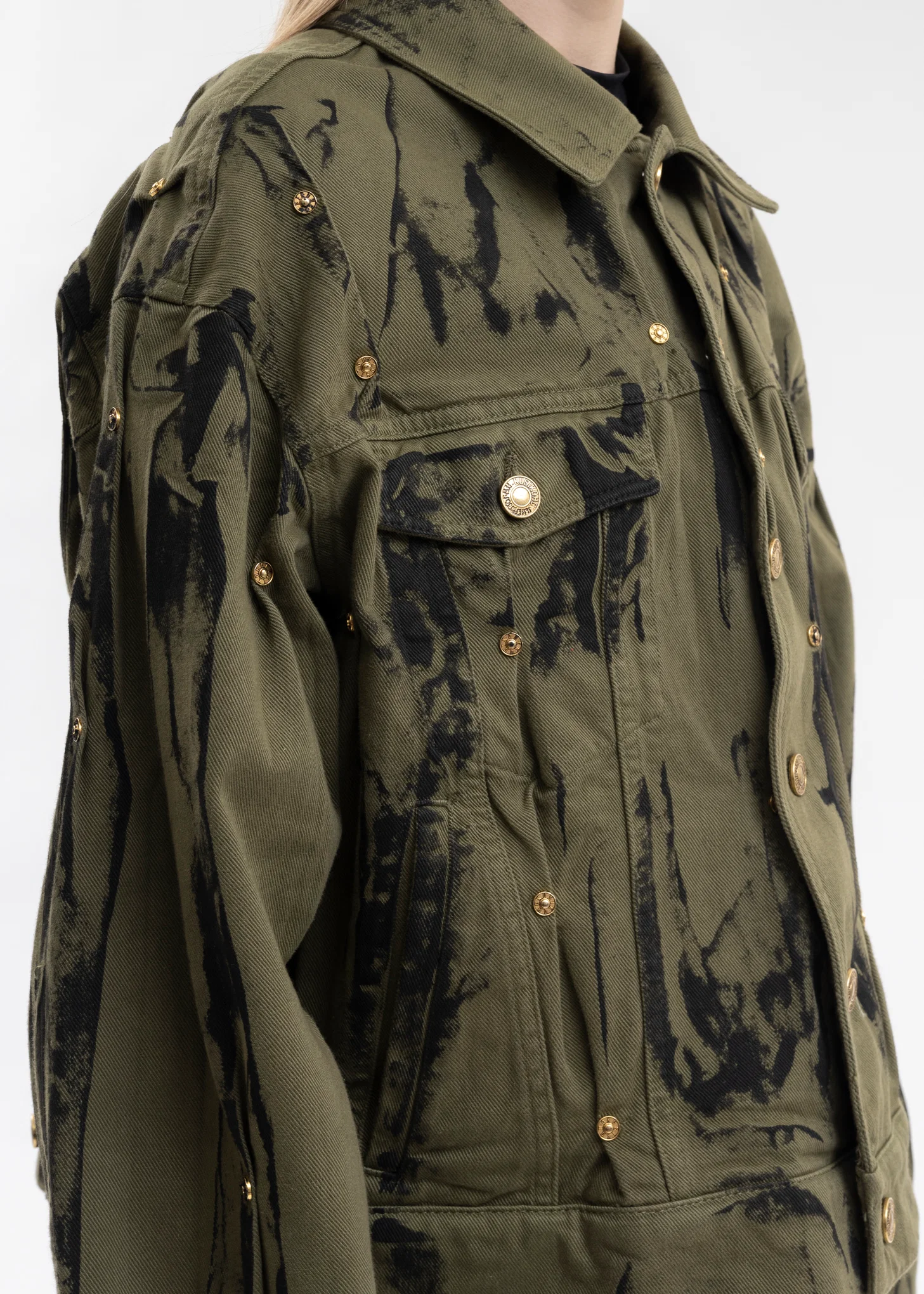 OLIVE / BLACK DENIM WASHED JACKET - Image 6