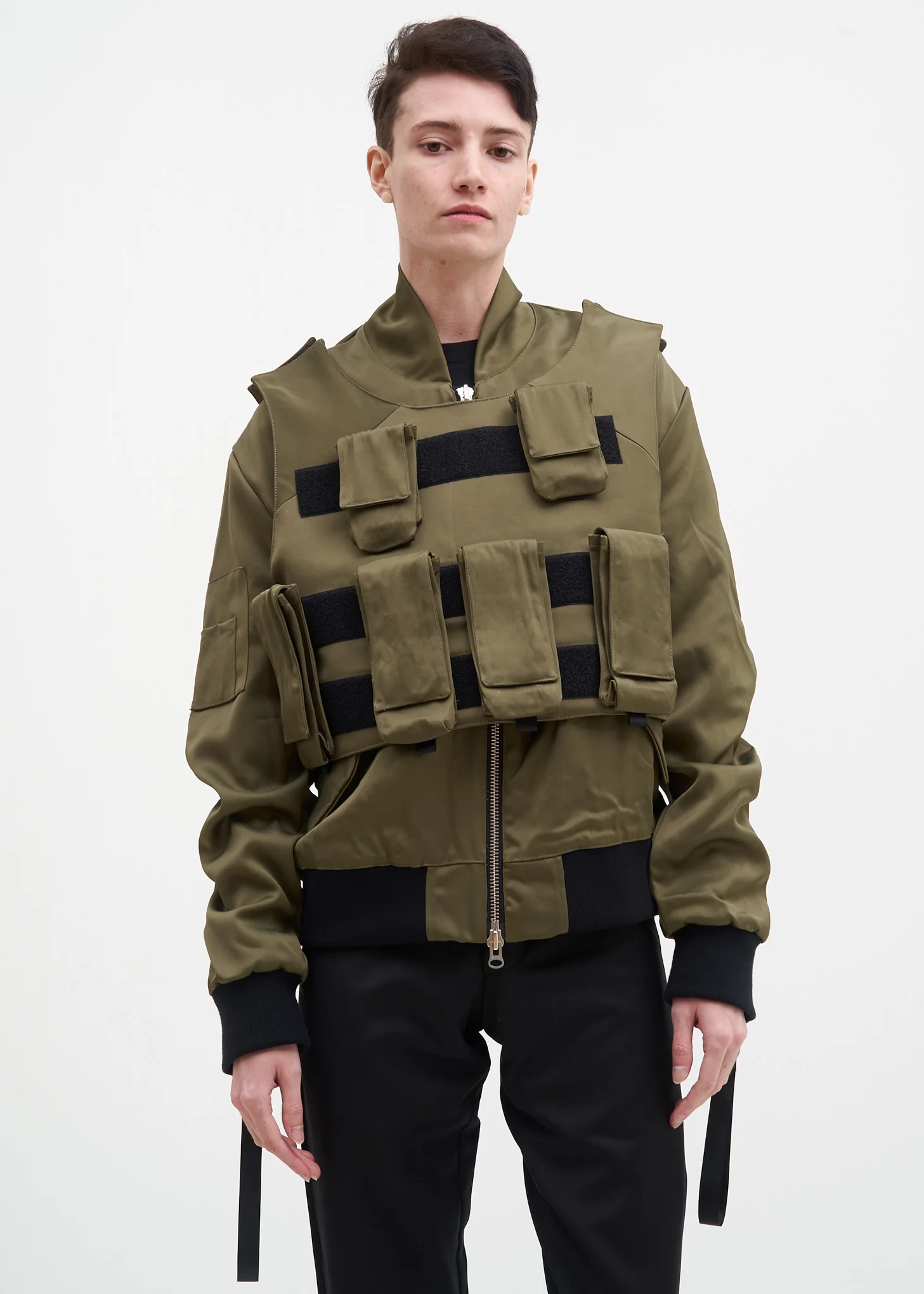 Olive Bomber w/ Removable Tactical Vest