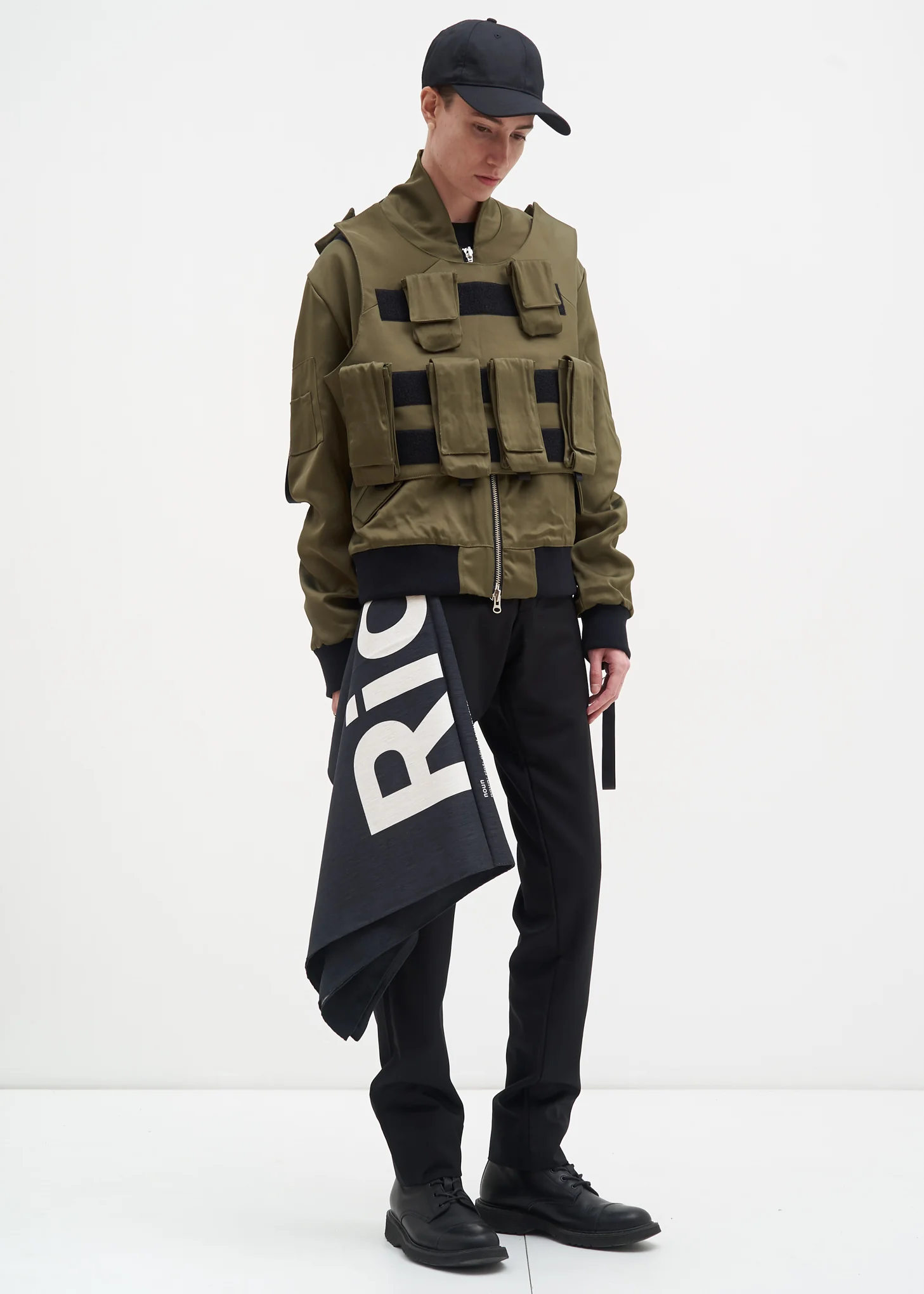 Olive Bomber w/ Removable Tactical Vest - Image 2