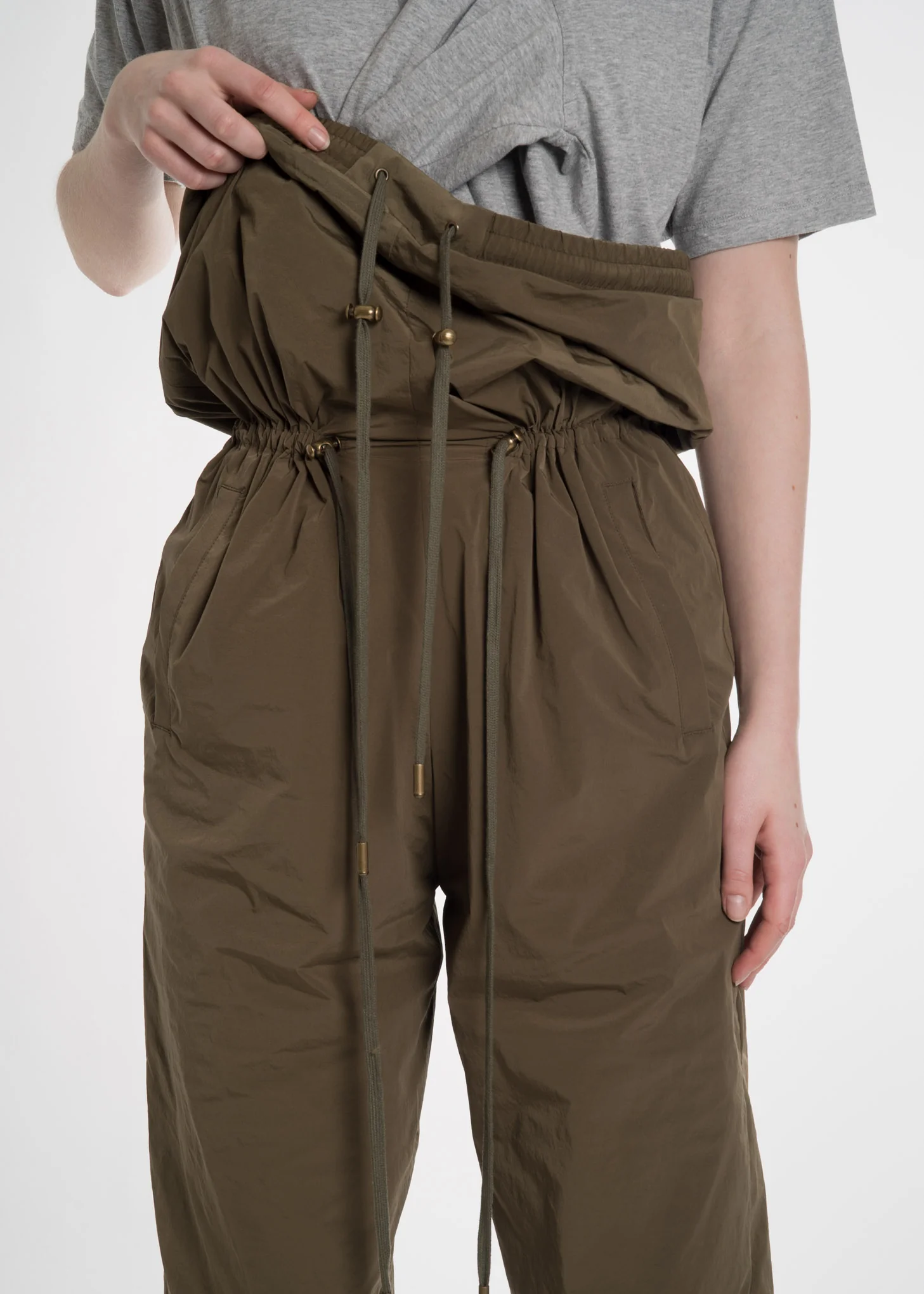 Olive Double Waist Track Pants - Image 5