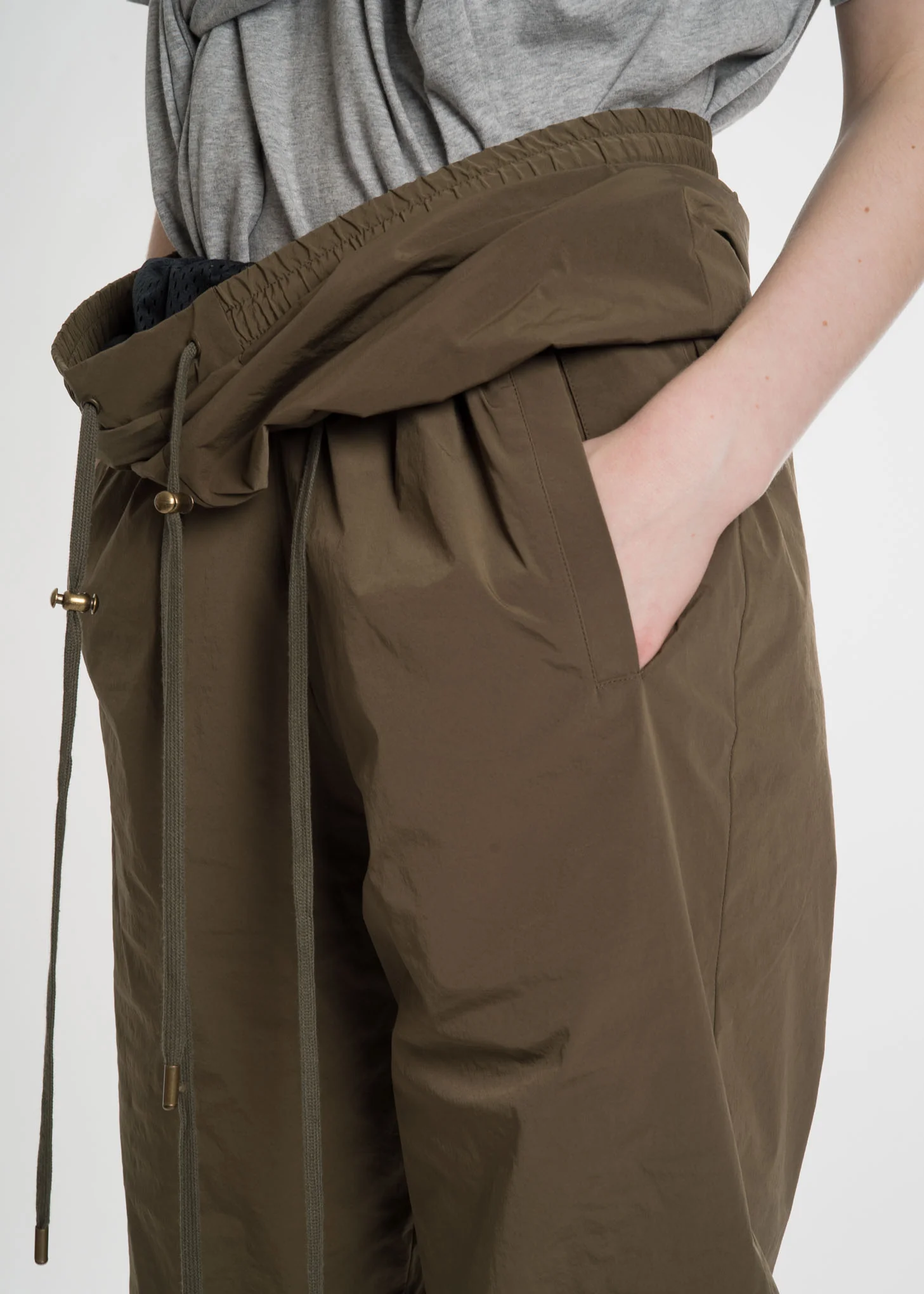 Olive Double Waist Track Pants - Image 9