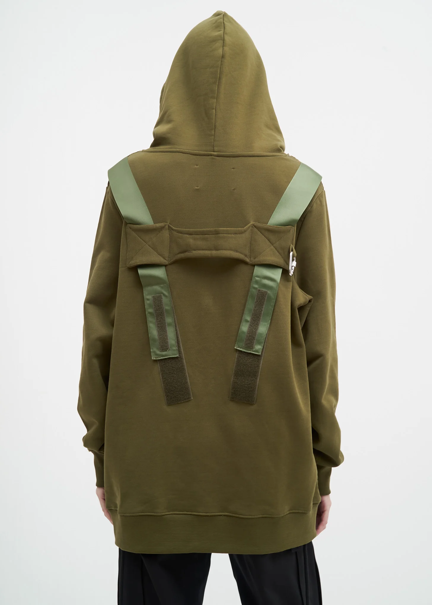 Olive Hoodie w/ Webbing Detail