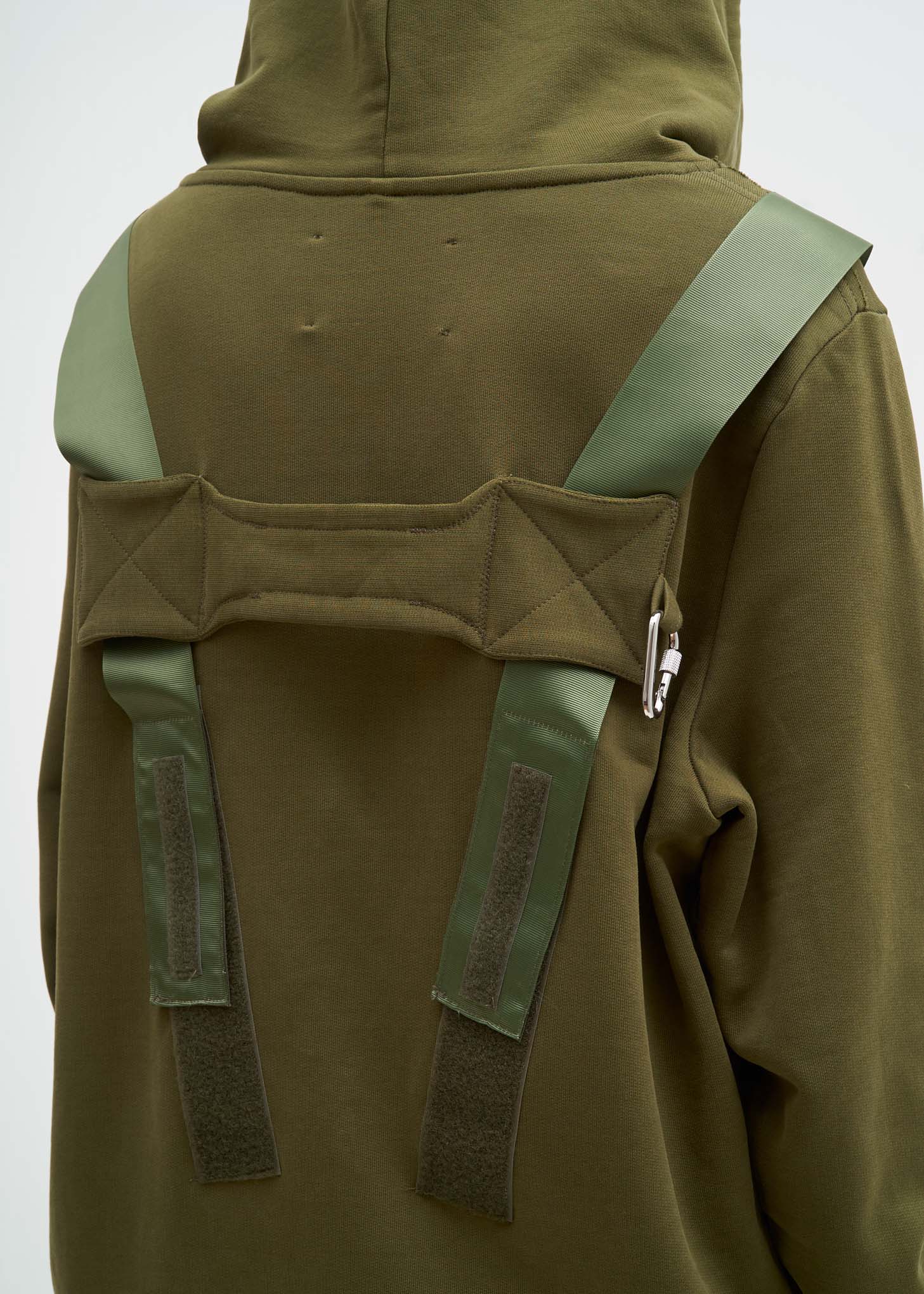 Olive Hoodie w/ Webbing Detail - Image 3