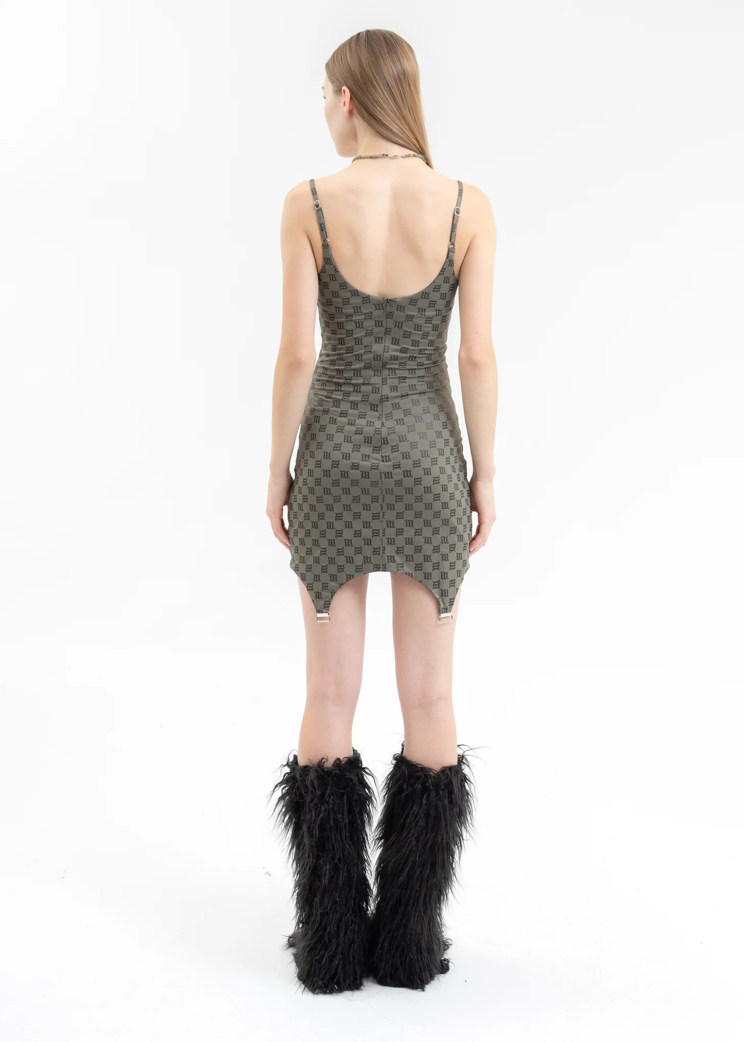 OLIVE LINGERIE MONOGRAM SPAGETTI DRESS OLIVE - Image 2