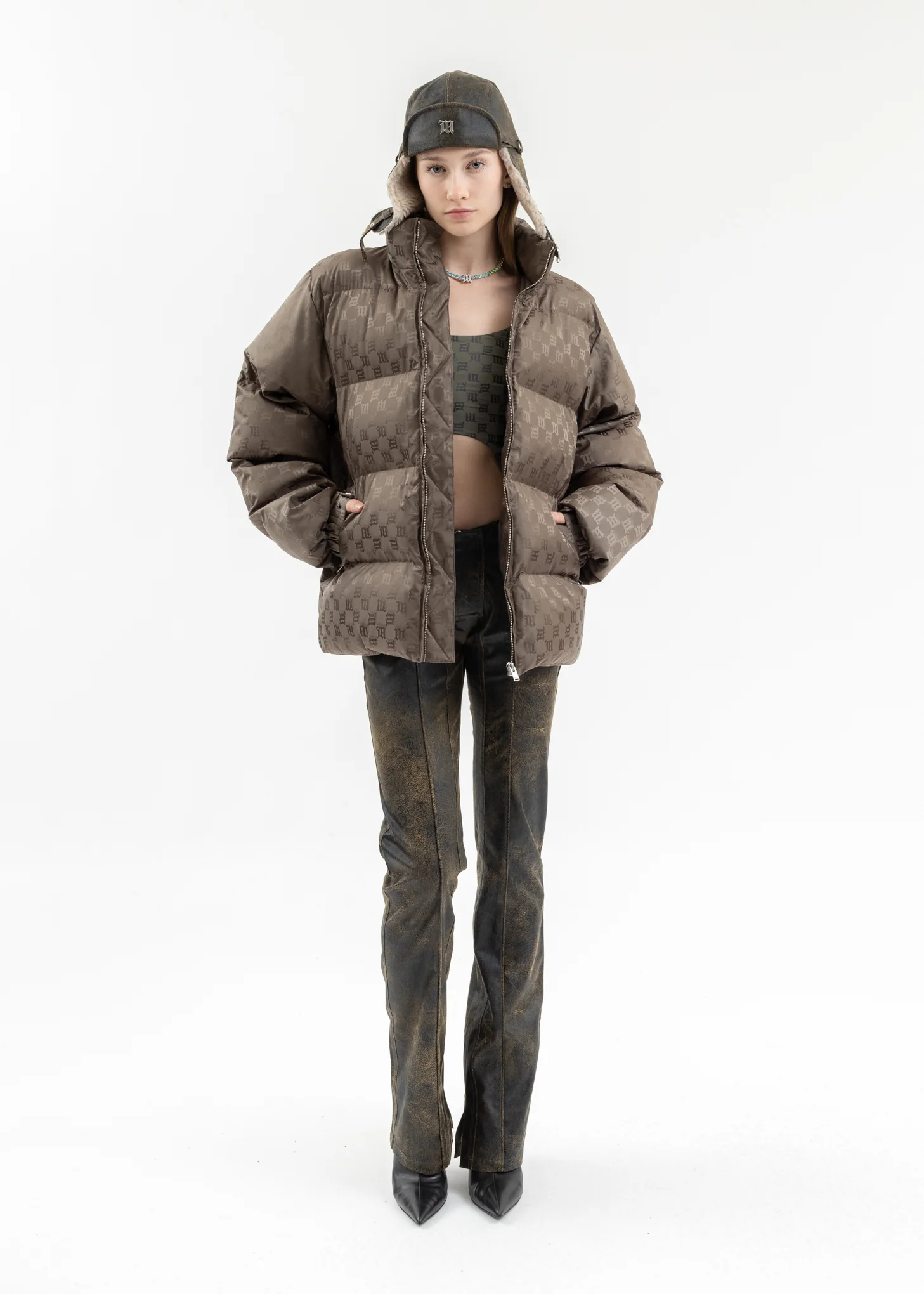 OLIVE MONOGRAM NYLON PUFFER - Image 6
