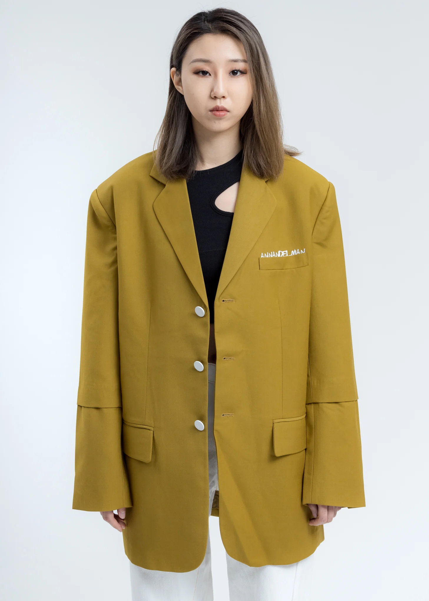 Olive Oversized Blazer Jacket - Image 3