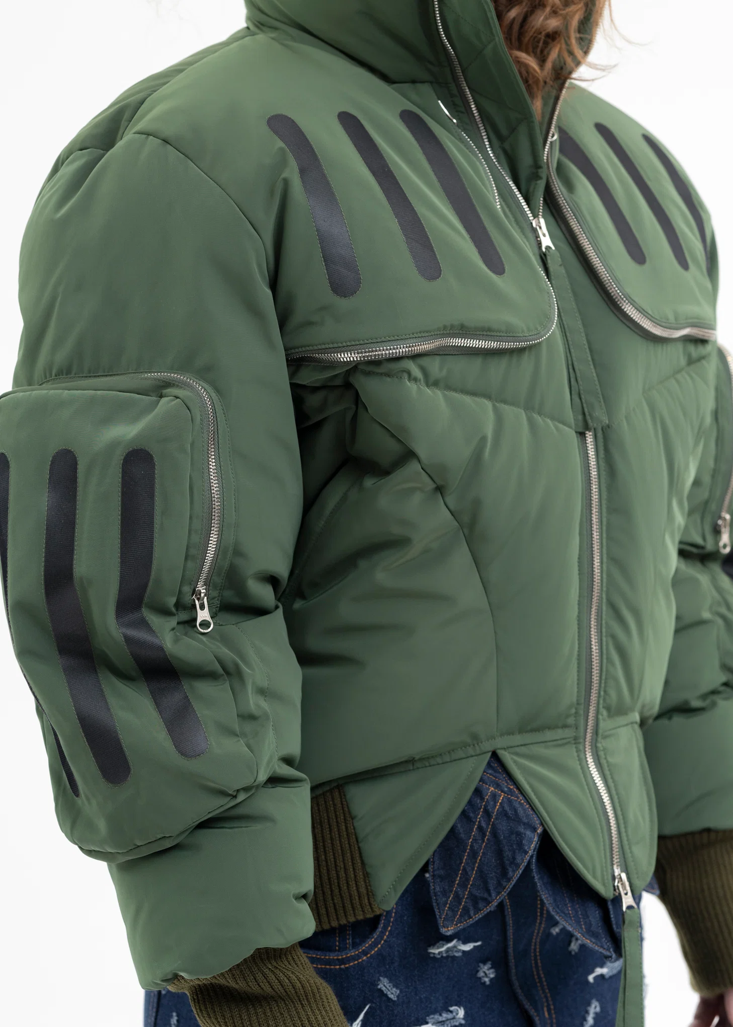 OLIVE SEAM-SEALED DOUBLE FLIGHT JACKET - Image 4