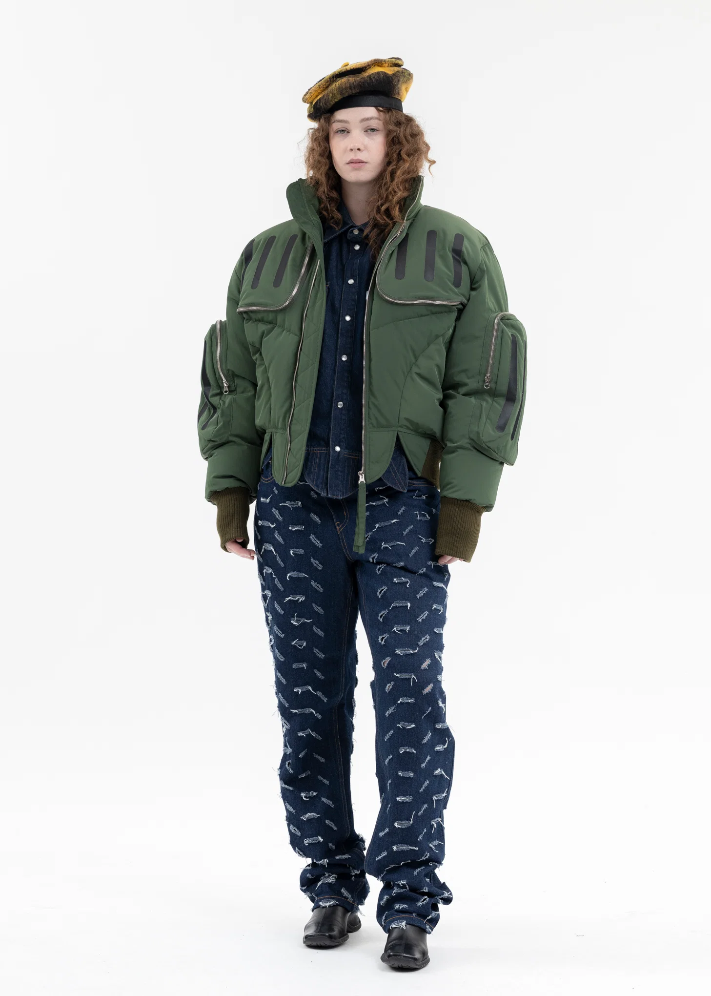OLIVE SEAM-SEALED DOUBLE FLIGHT JACKET - Image 6