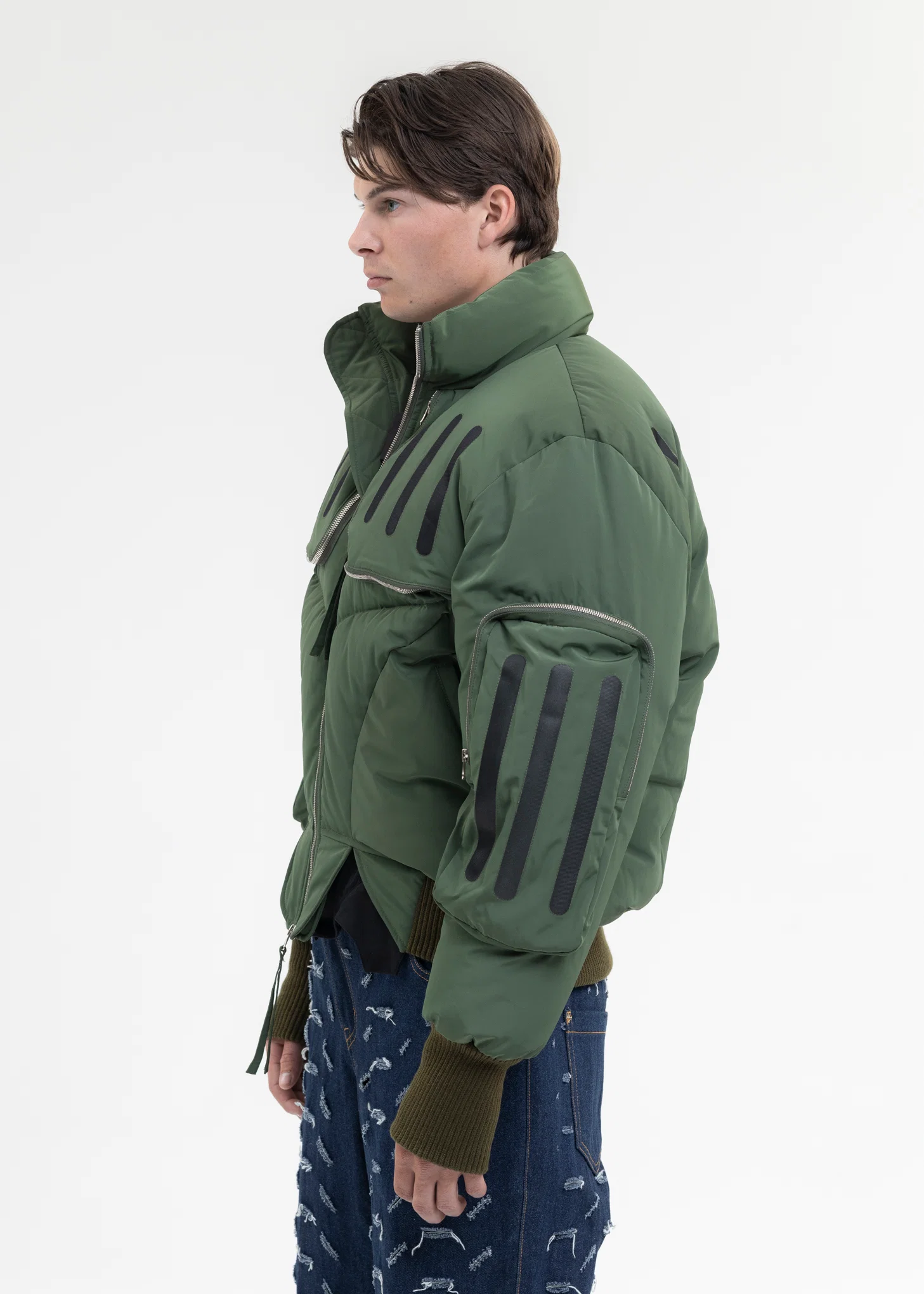 OLIVE SEAM-SEALED DOUBLE FLIGHT JACKET - Image 2