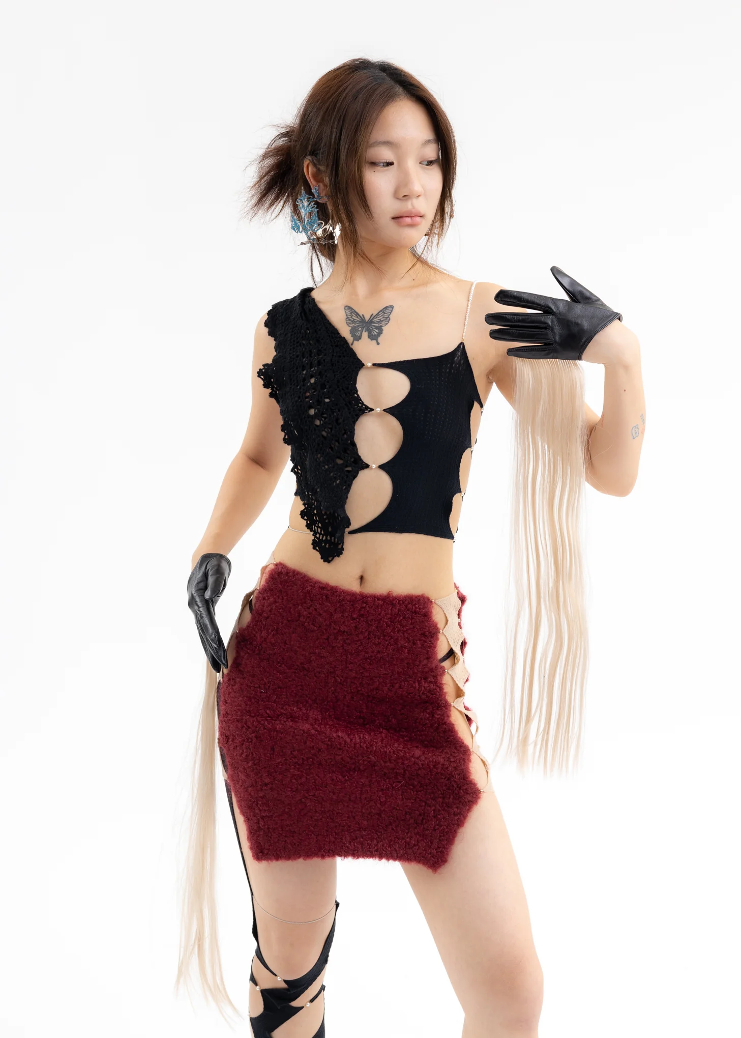 ONYX & FICELLE LEATHER GLOVES - Image 2