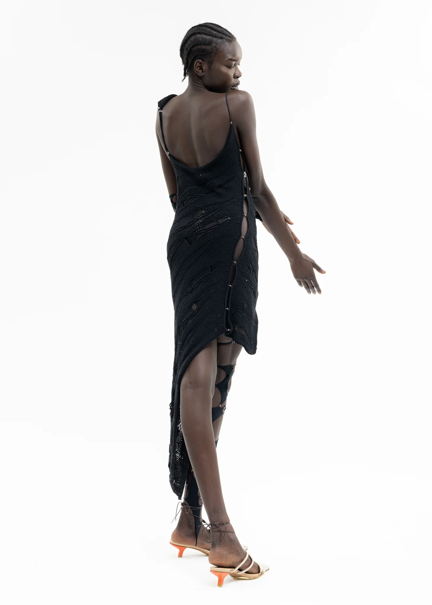 ONYX SILK ASYMMETRIC DRESS - Image 2