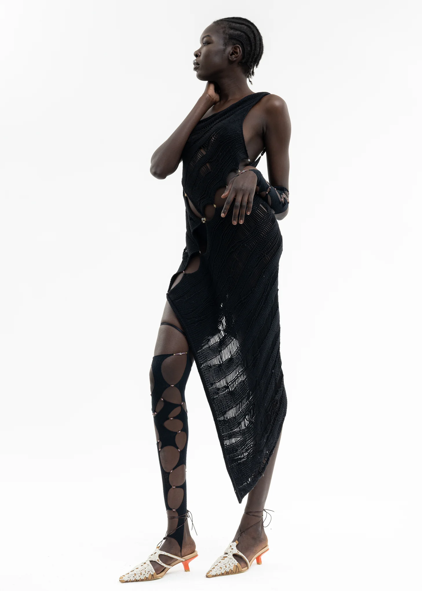 ONYX SILK ASYMMETRIC DRESS - Image 4