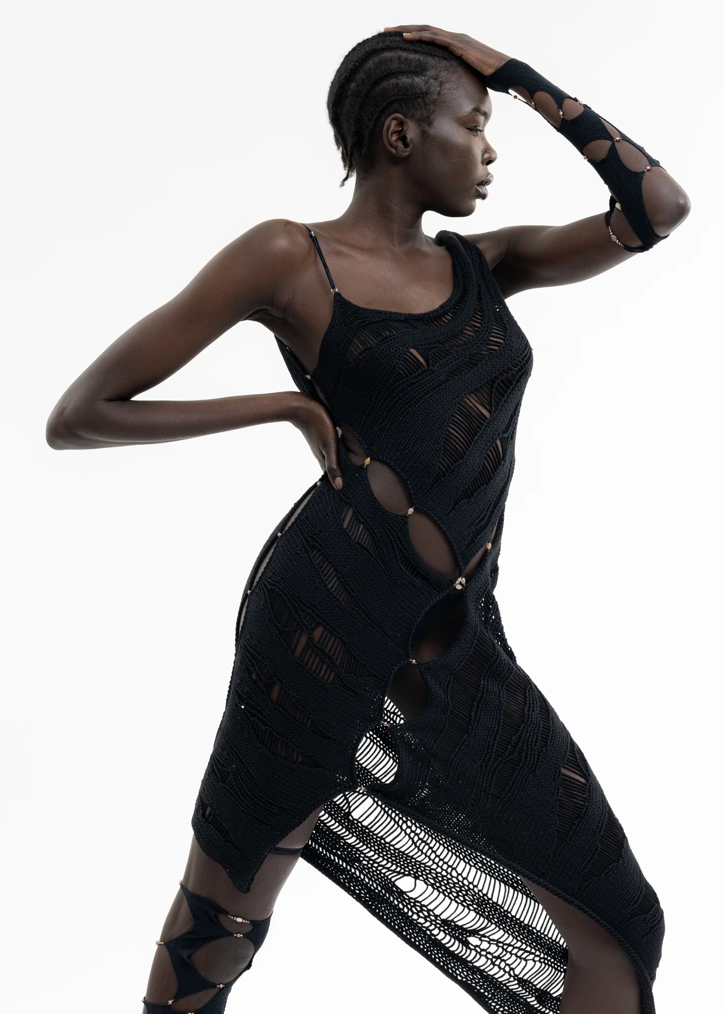 ONYX SILK ASYMMETRIC DRESS - Image 5