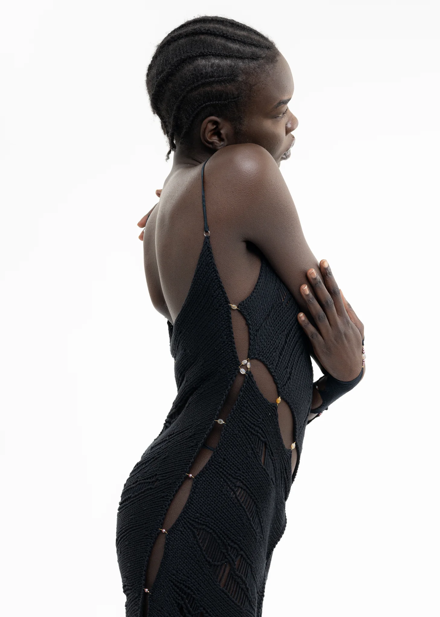 ONYX SILK ASYMMETRIC DRESS - Image 7