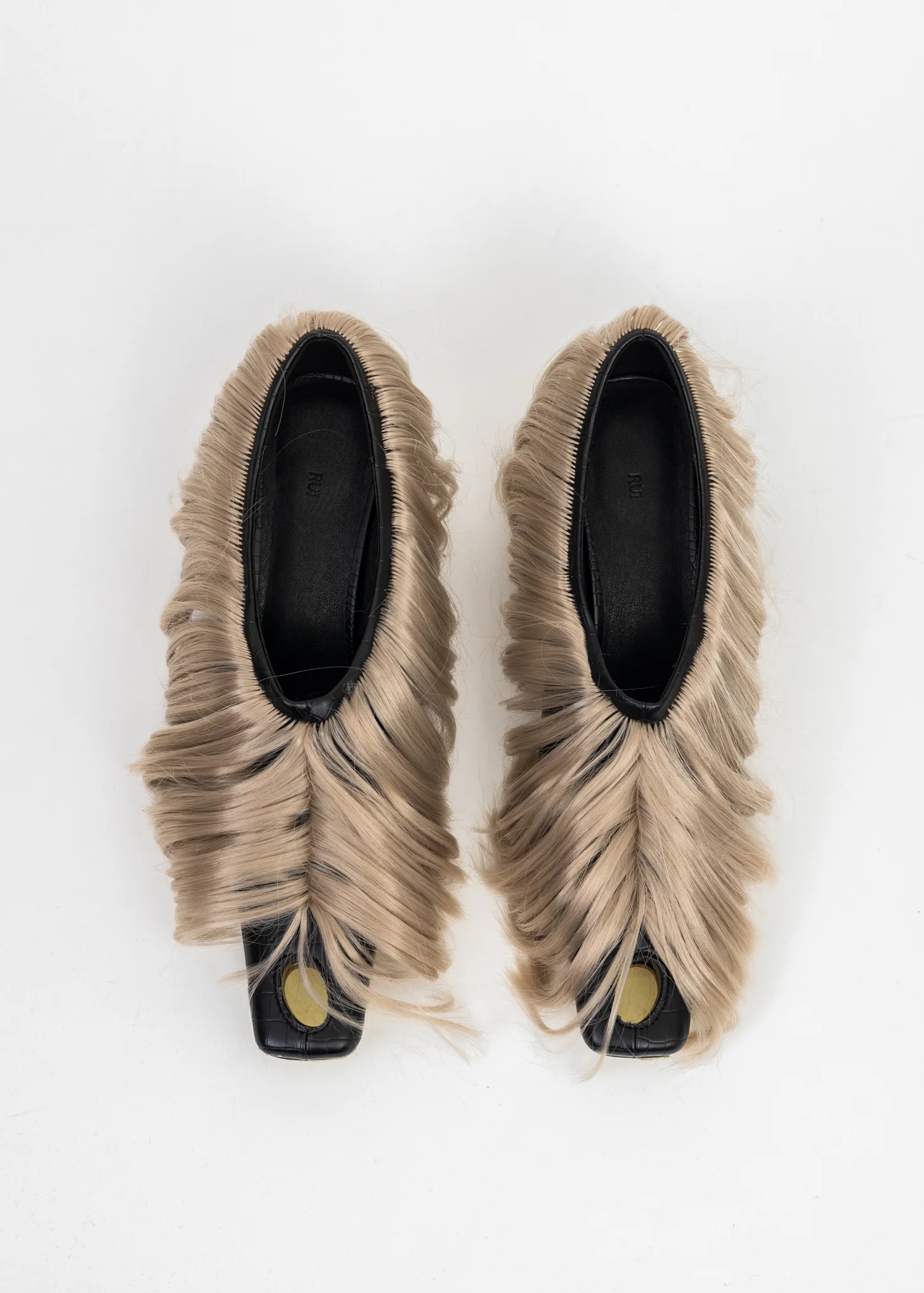 ONYX WITH FICELLE HAIR CUT-OUT HAIRY PUMP HEELS - Image 3