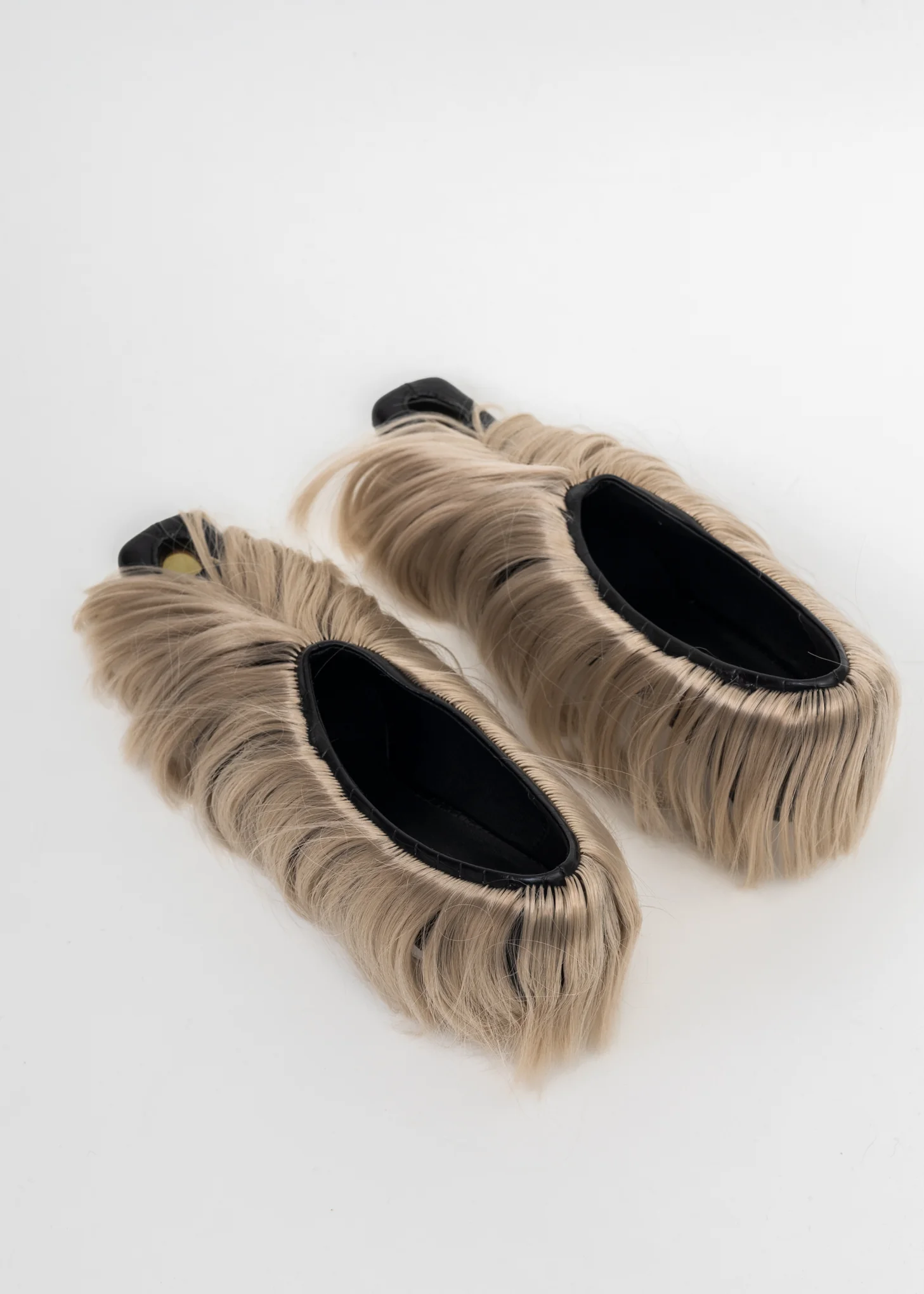 ONYX WITH FICELLE HAIR CUT-OUT HAIRY PUMP HEELS - Image 4
