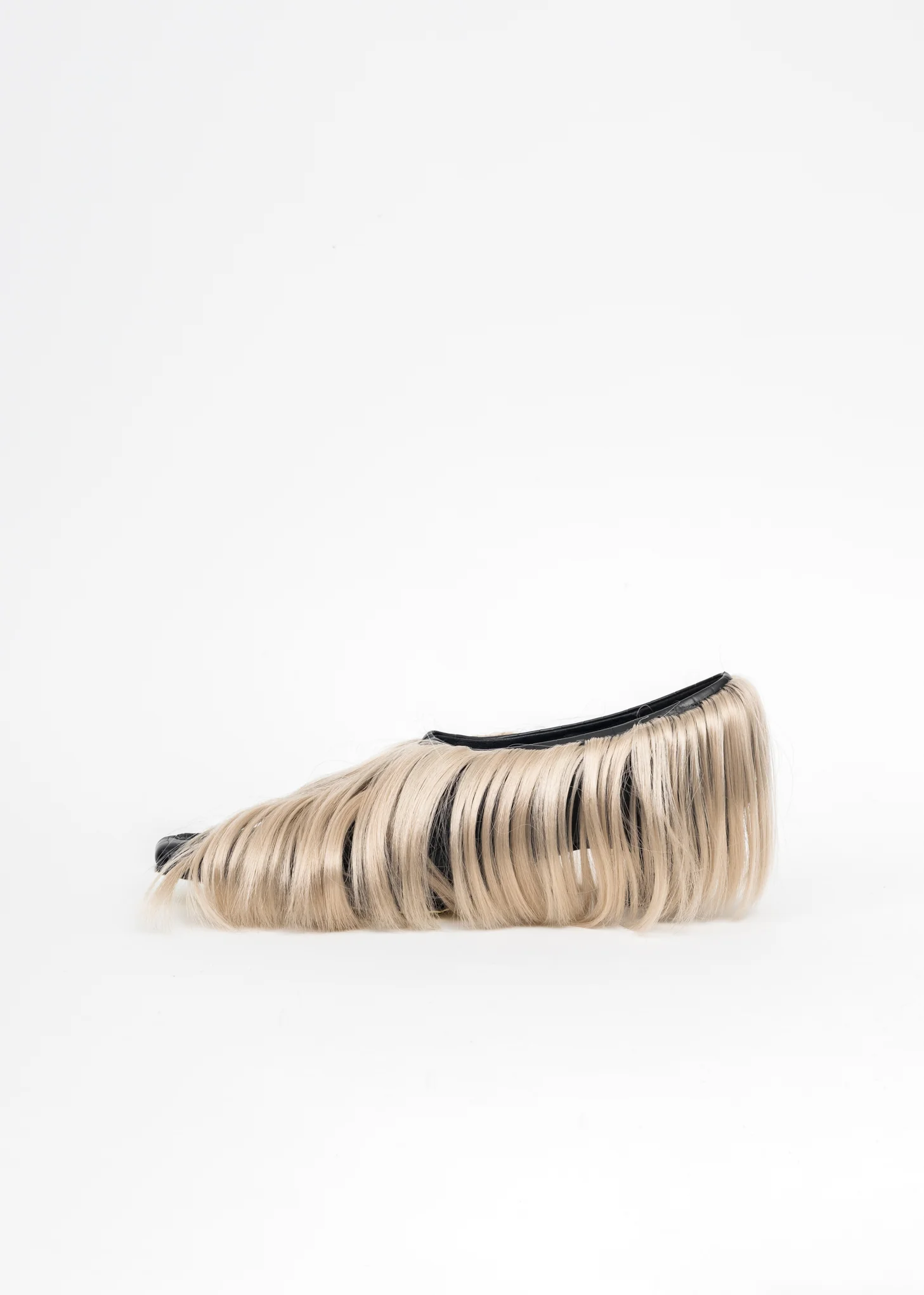 ONYX WITH FICELLE HAIR CUT-OUT HAIRY PUMP HEELS - Image 8