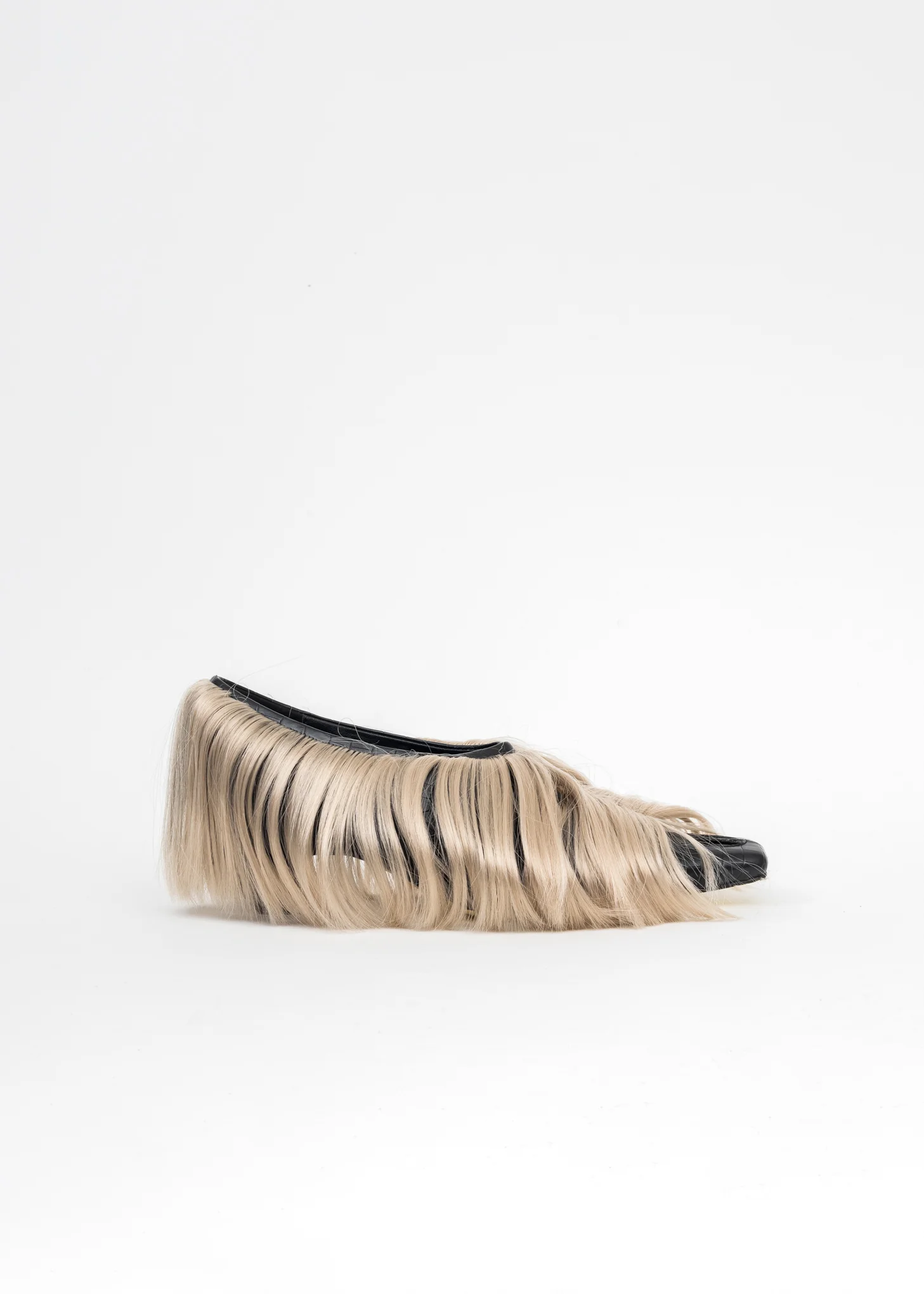 ONYX WITH FICELLE HAIR CUT-OUT HAIRY PUMP HEELS - Image 9